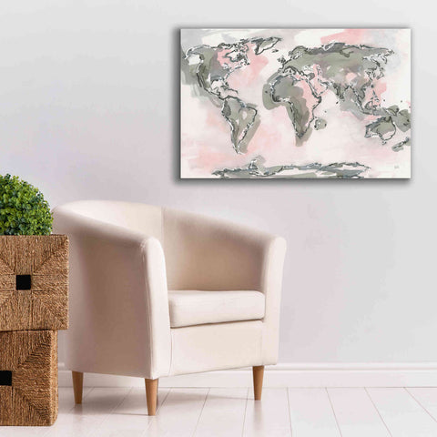 Image of 'World Map Blush' by Chris Paschke, Giclee Canvas Wall Art,40 x 26