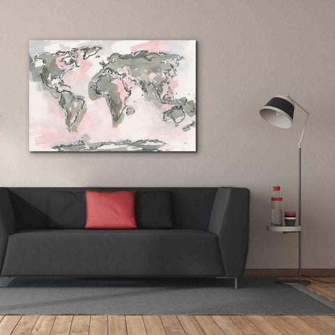 Image of 'World Map Blush' by Chris Paschke, Giclee Canvas Wall Art,60 x 40