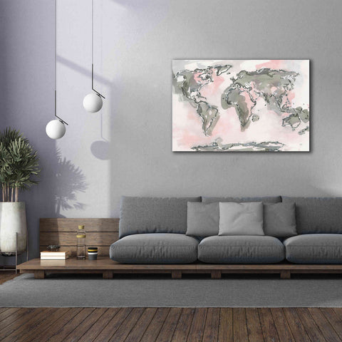 Image of 'World Map Blush' by Chris Paschke, Giclee Canvas Wall Art,60 x 40