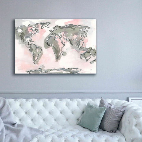Image of 'World Map Blush' by Chris Paschke, Giclee Canvas Wall Art,60 x 40