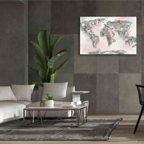 Image of 'World Map Blush' by Chris Paschke, Giclee Canvas Wall Art,60 x 40