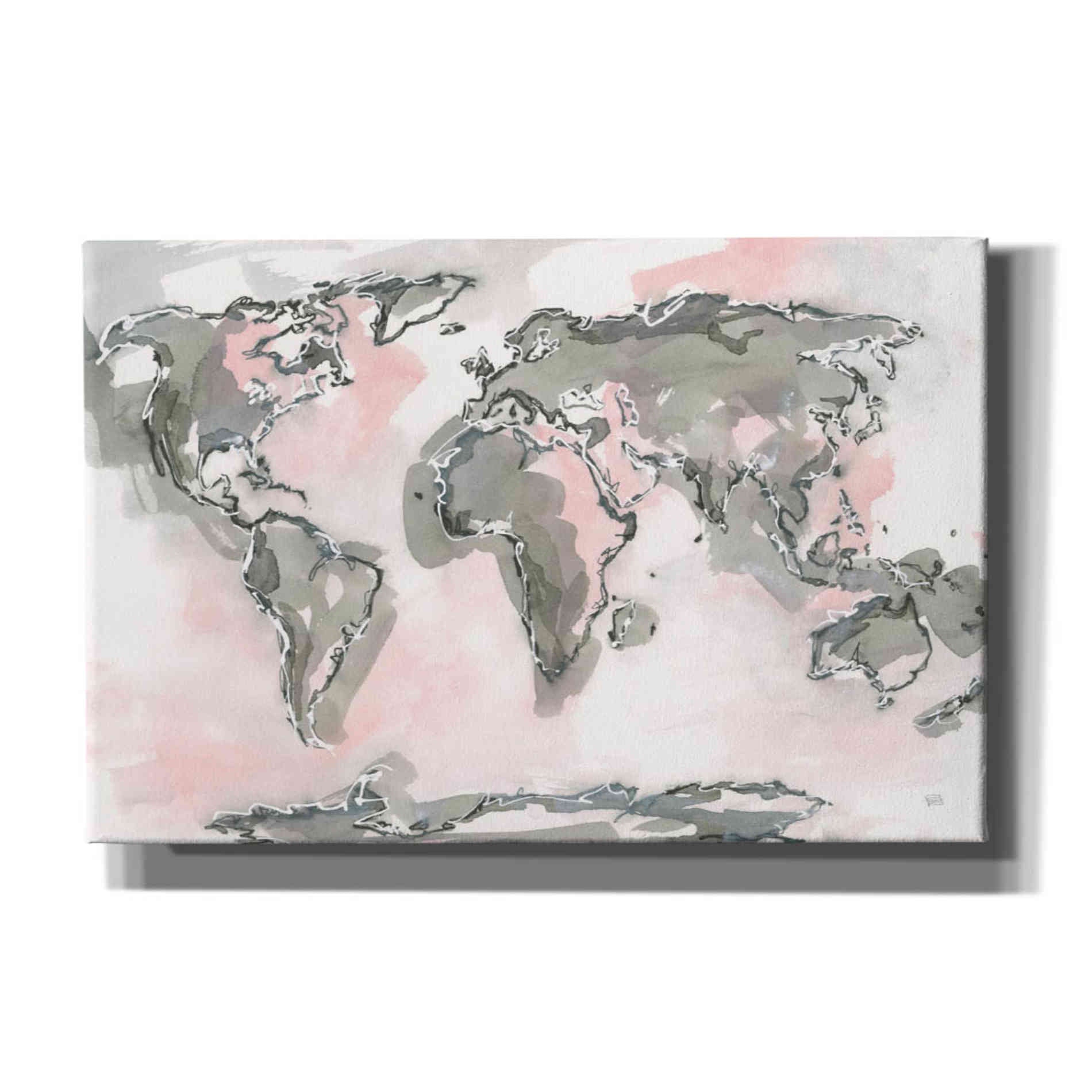 'World Map Blush' by Chris Paschke, Giclee Canvas Wall Art