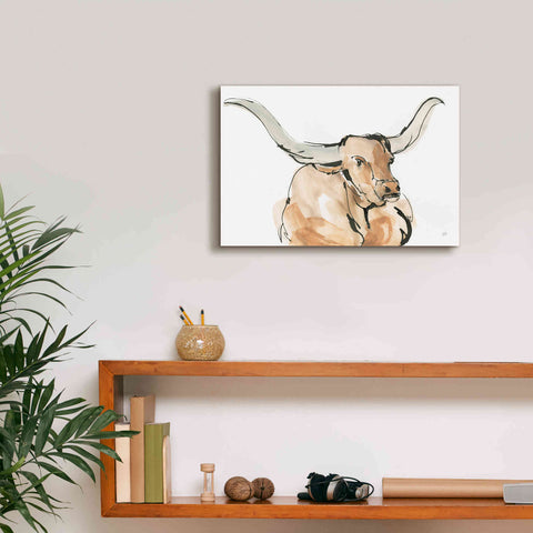 Image of 'Longhorn I' by Chris Paschke, Giclee Canvas Wall Art,18 x 12