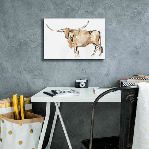 Image of 'Longhorn II' by Chris Paschke, Giclee Canvas Wall Art,18 x 12