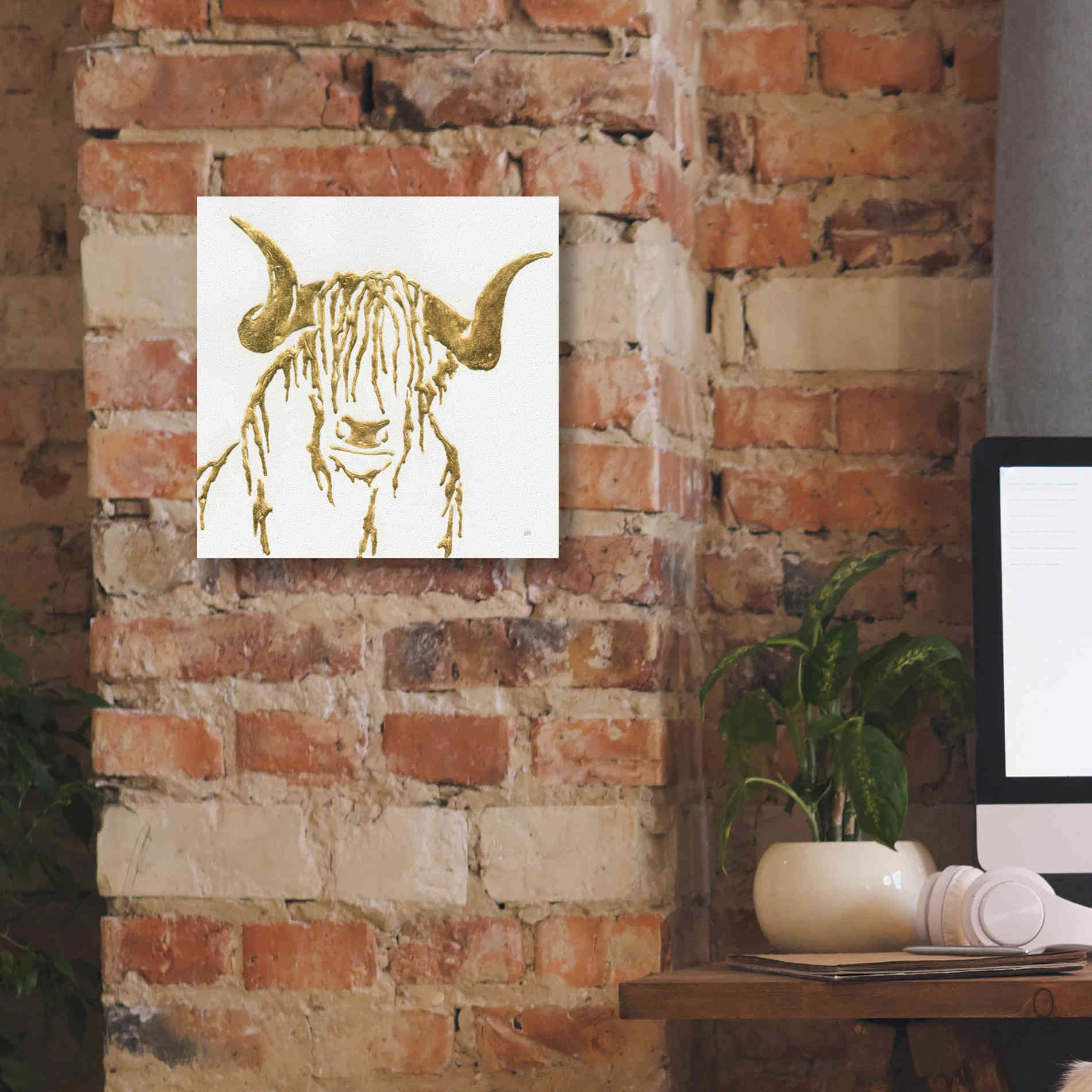 'Gilded Highlander II' by Chris Paschke, Giclee Canvas Wall Art,12 x 12