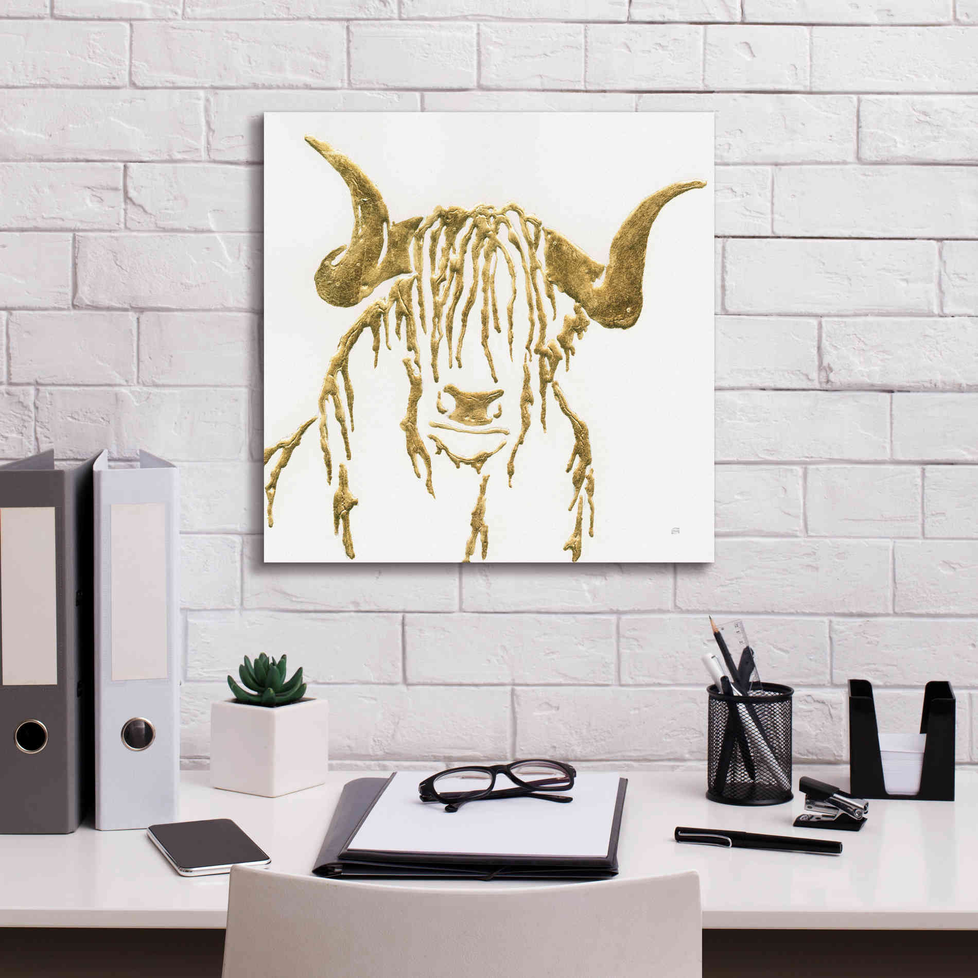 'Gilded Highlander II' by Chris Paschke, Giclee Canvas Wall Art,18 x 18