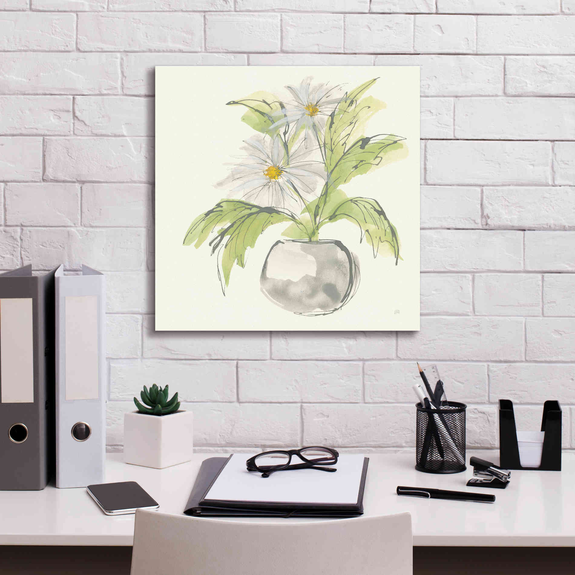 'Plant Daisy II' by Chris Paschke, Giclee Canvas Wall Art,18 x 18