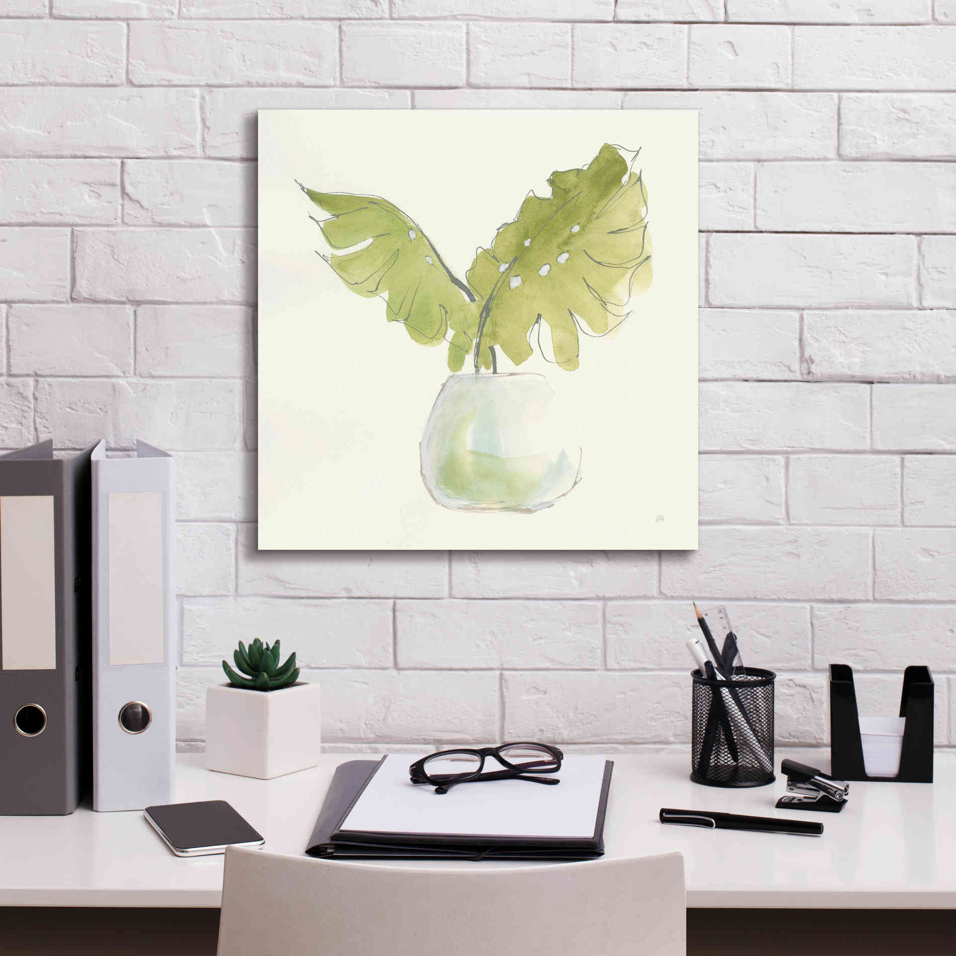 'Plant Big Leaf II' by Chris Paschke, Giclee Canvas Wall Art,18 x 18