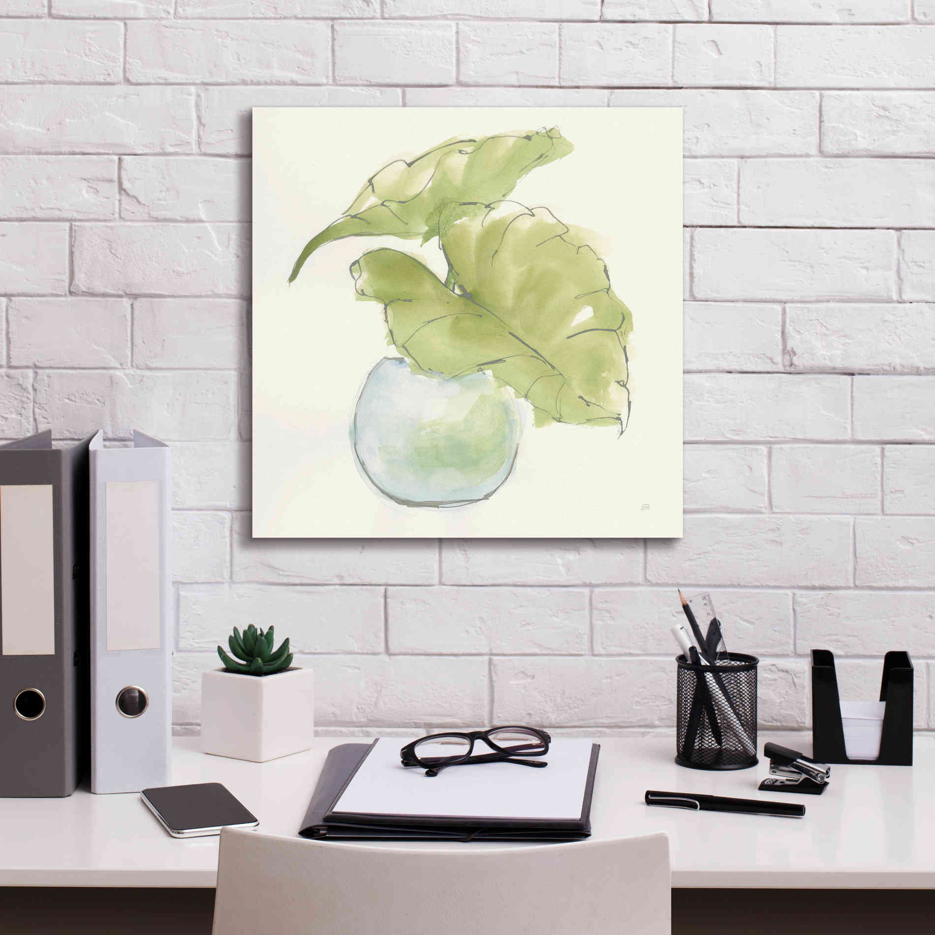 'Plant Big Leaf III' by Chris Paschke, Giclee Canvas Wall Art,18 x 18