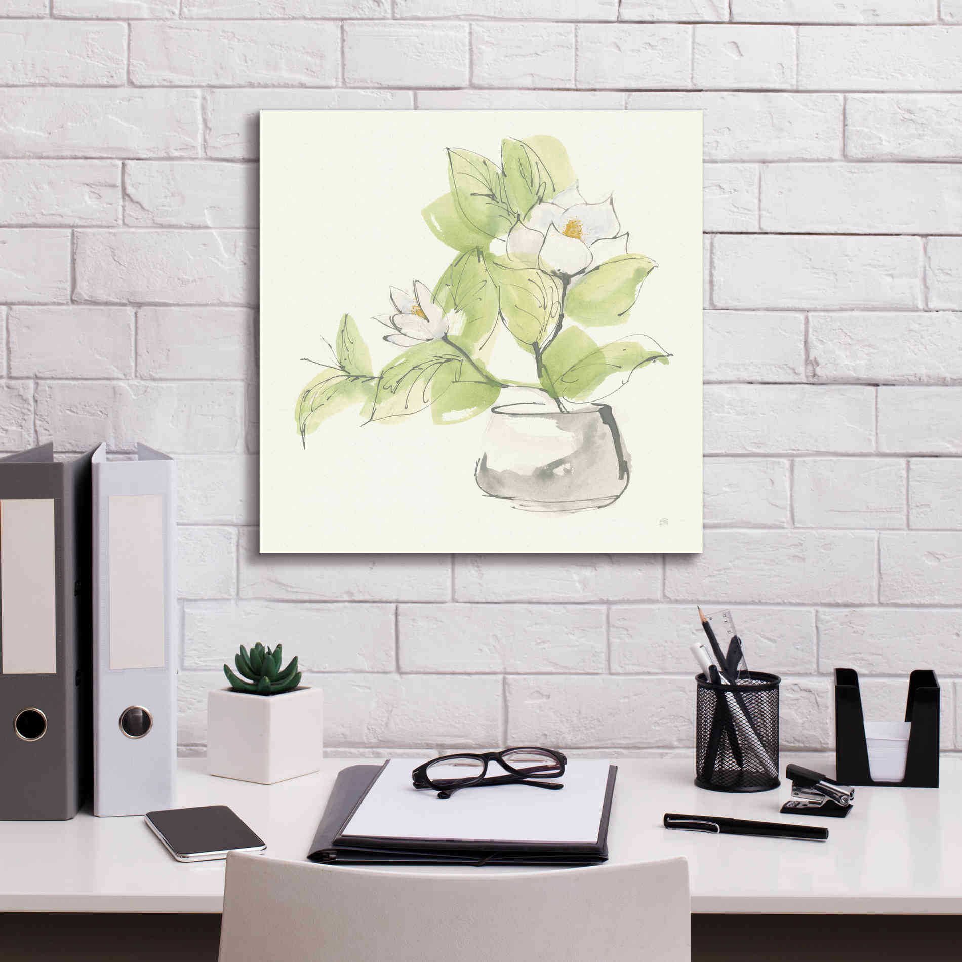 'Plant Magnolia I' by Chris Paschke, Giclee Canvas Wall Art,18 x 18