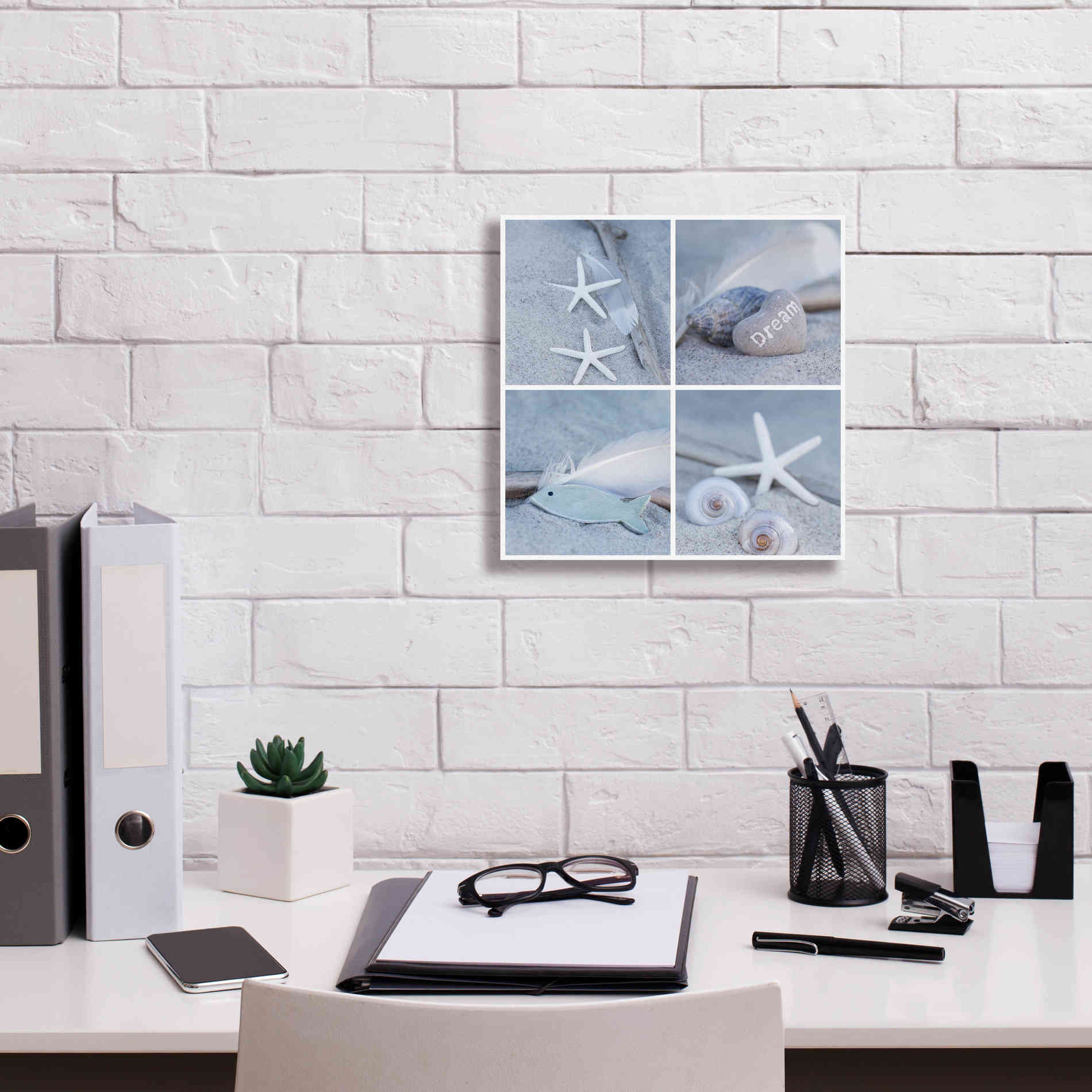 'Summer Beach Still Life Collage II' by Andrea Haase, Giclee Canvas Wall Art,12 x 12