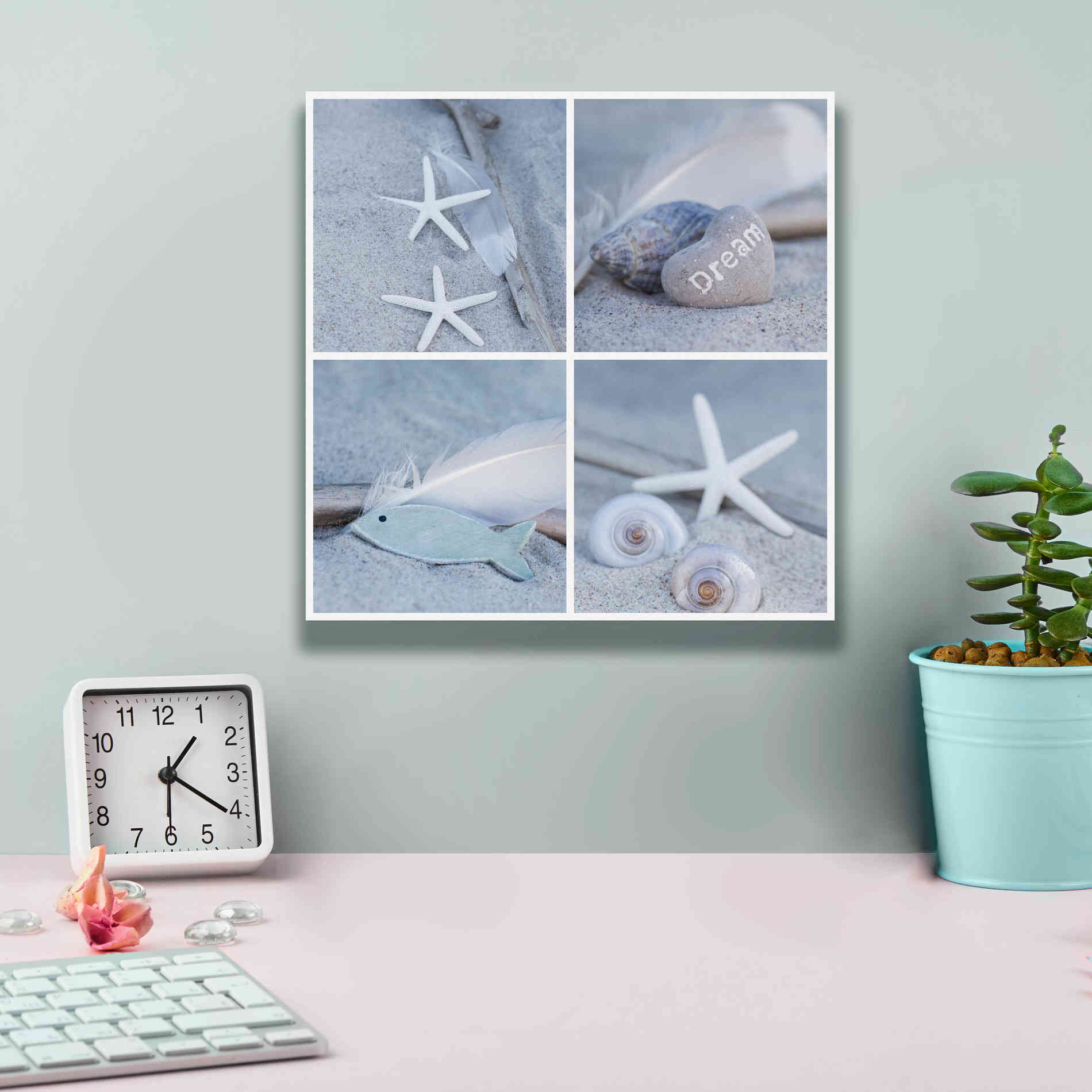 'Summer Beach Still Life Collage II' by Andrea Haase, Giclee Canvas Wall Art,12 x 12