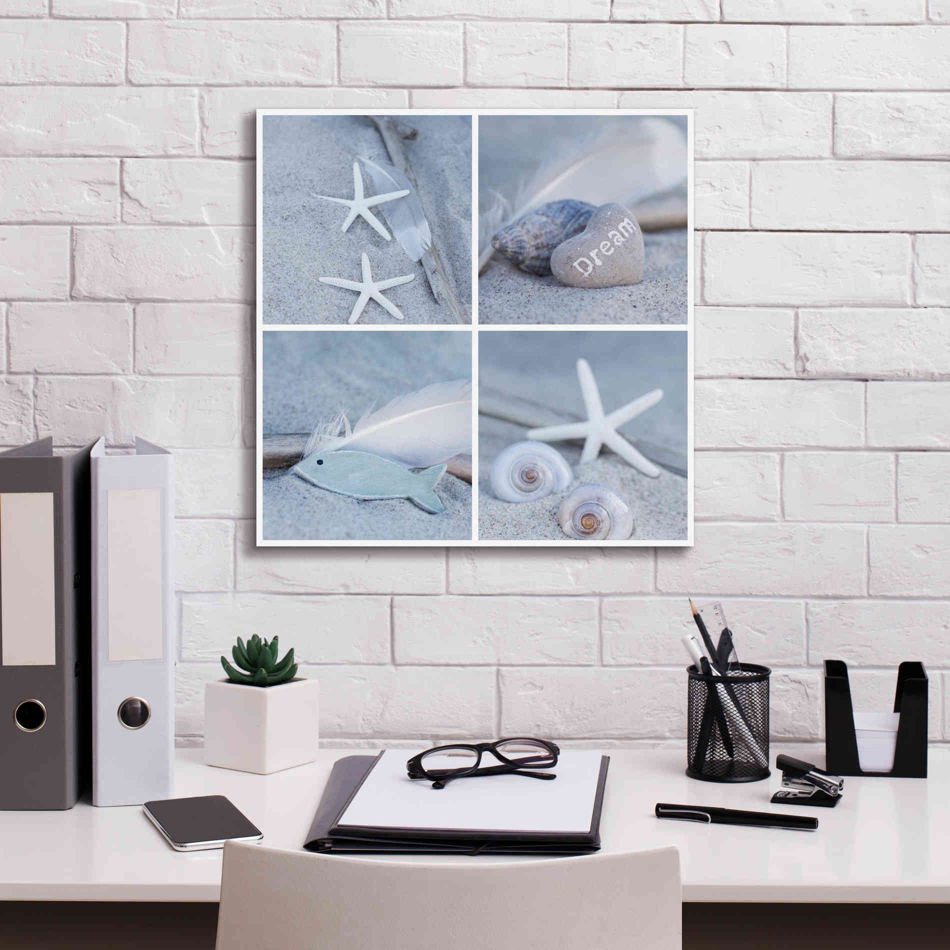 'Summer Beach Still Life Collage II' by Andrea Haase, Giclee Canvas Wall Art,18 x 18