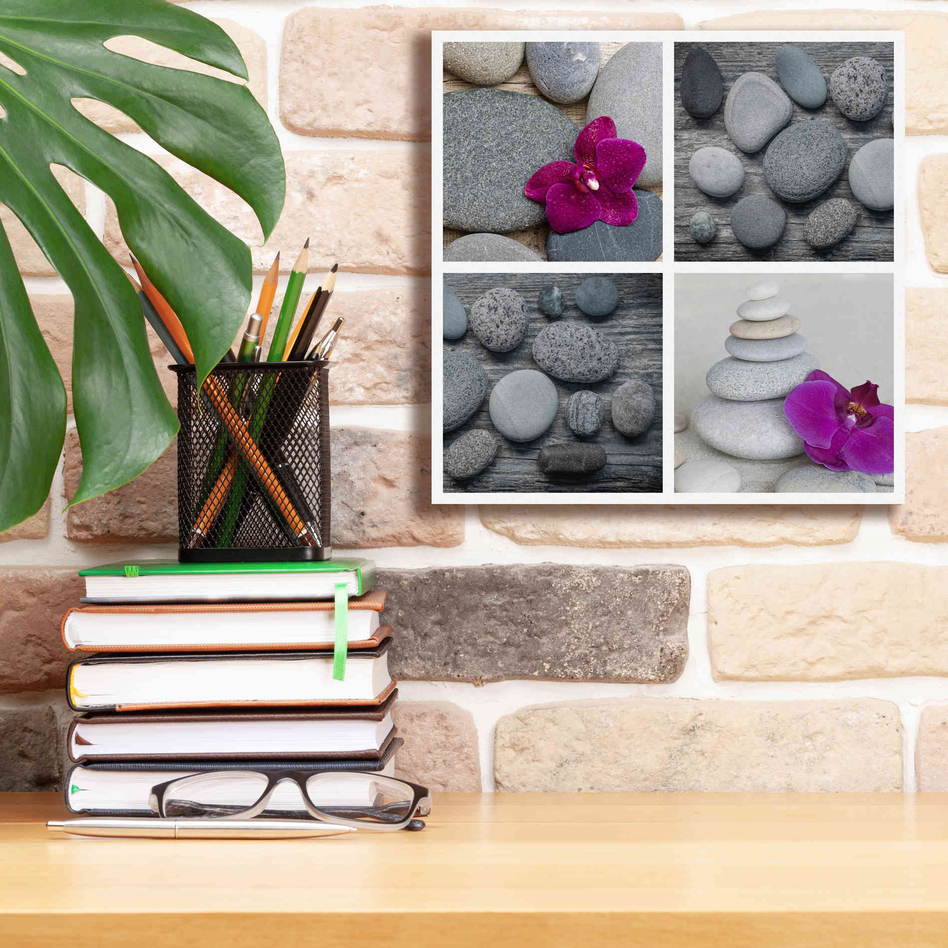 'Zen Orchid Collage' by Andrea Haase, Giclee Canvas Wall Art,12 x 12