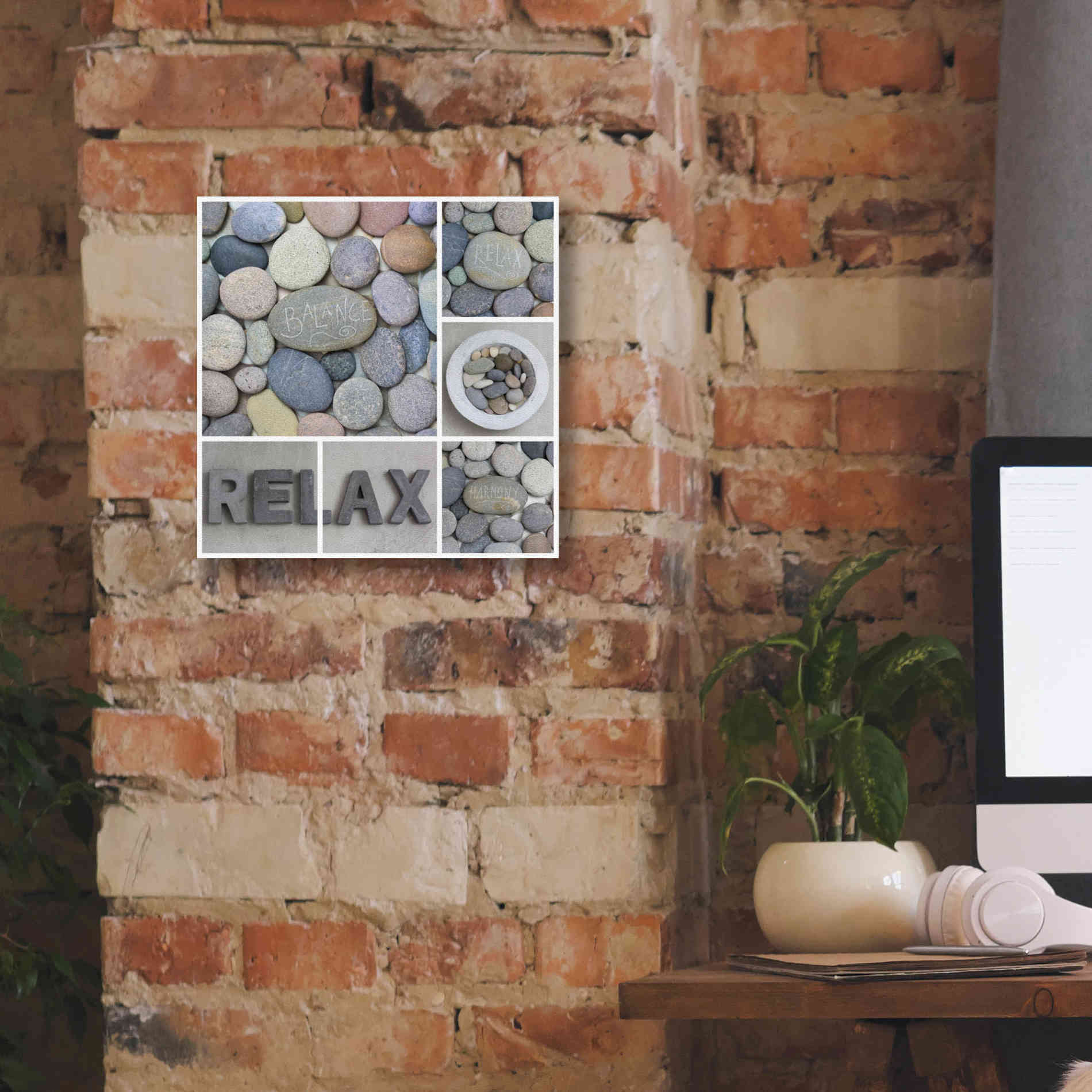 'Zen Pebble Relax Collage' by Andrea Haase, Giclee Canvas Wall Art,12 x 12