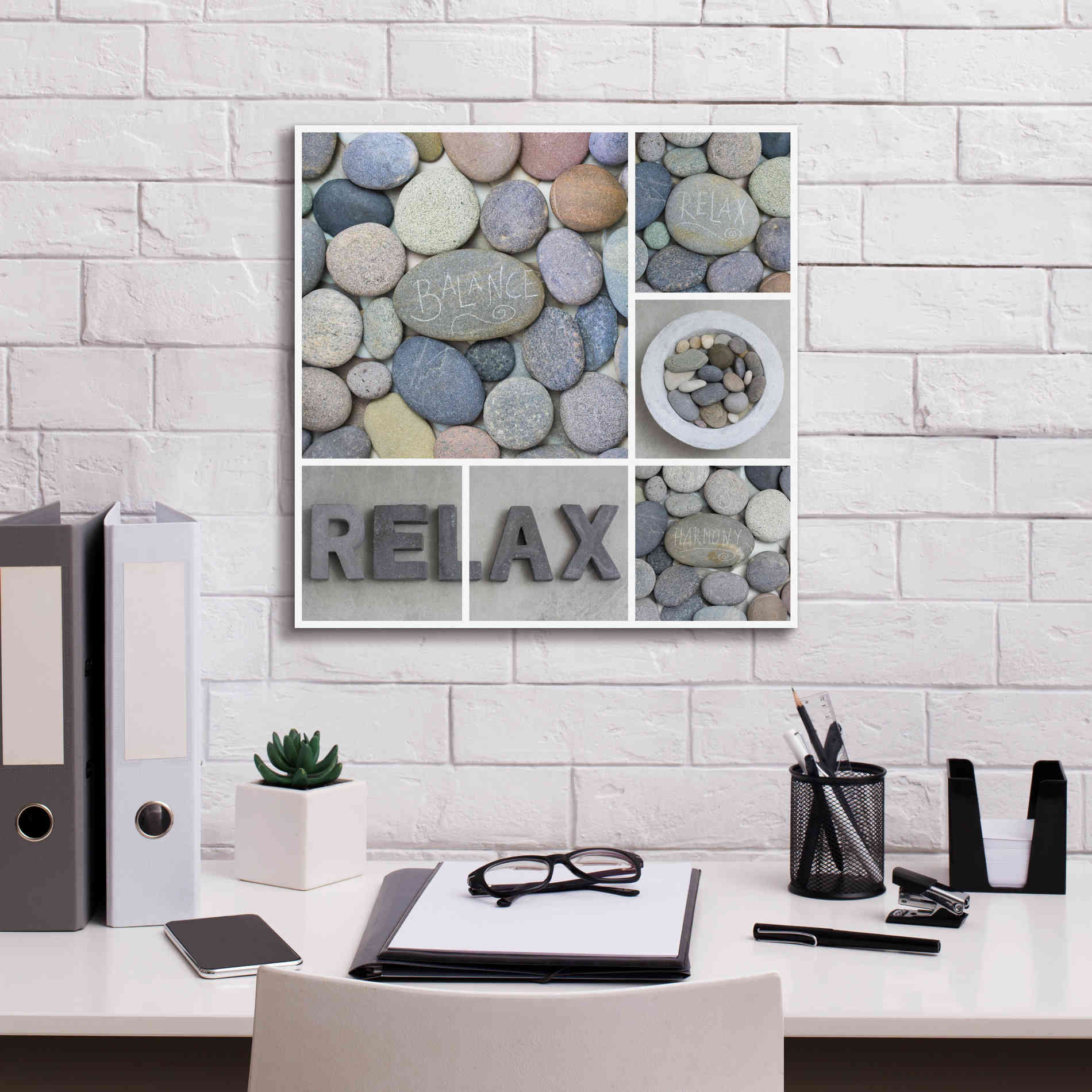 'Zen Pebble Relax Collage' by Andrea Haase, Giclee Canvas Wall Art,18 x 18