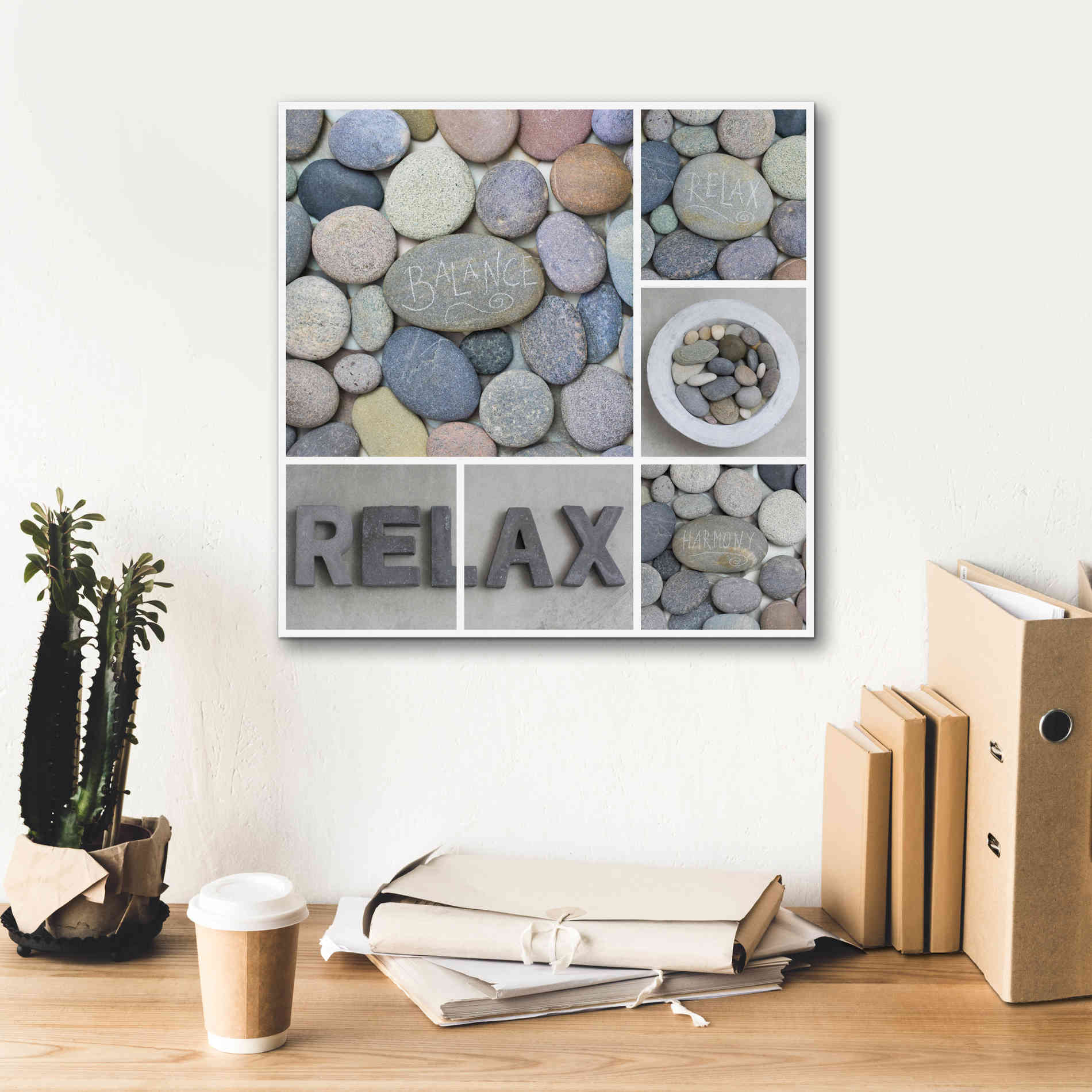 'Zen Pebble Relax Collage' by Andrea Haase, Giclee Canvas Wall Art,18 x 18