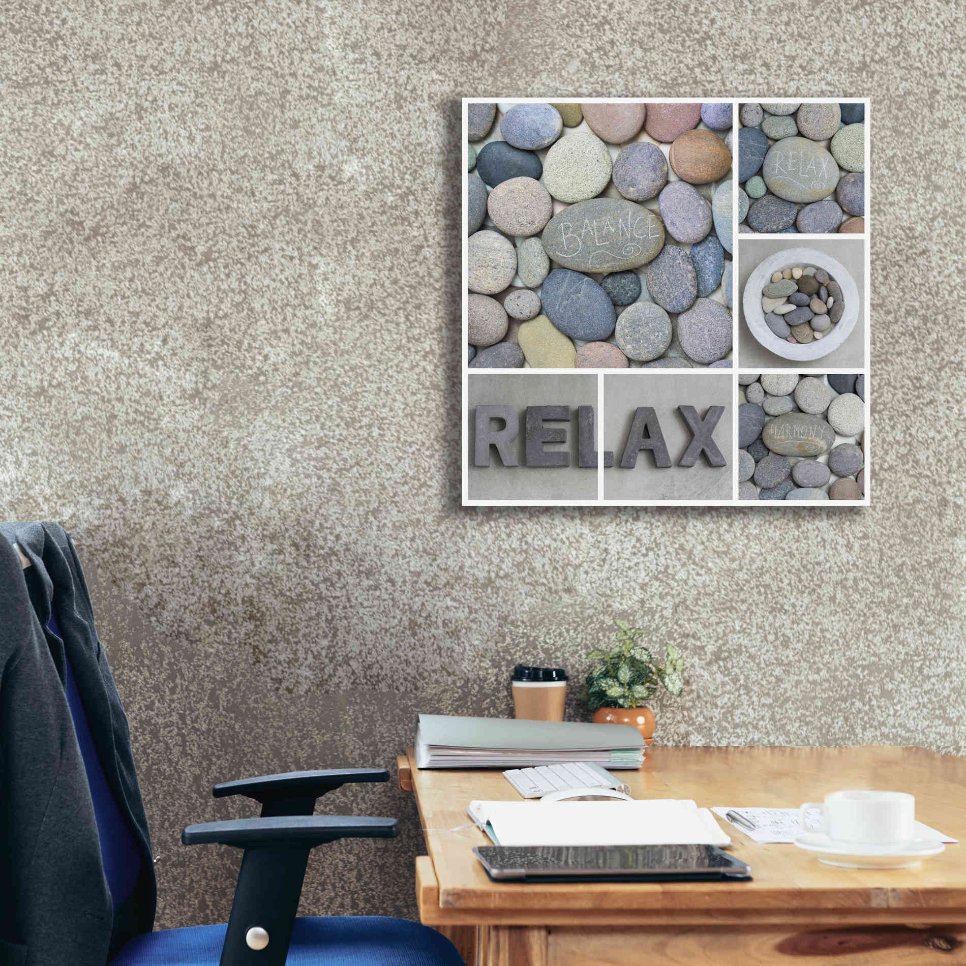 'Zen Pebble Relax Collage' by Andrea Haase, Giclee Canvas Wall Art,26 x 26