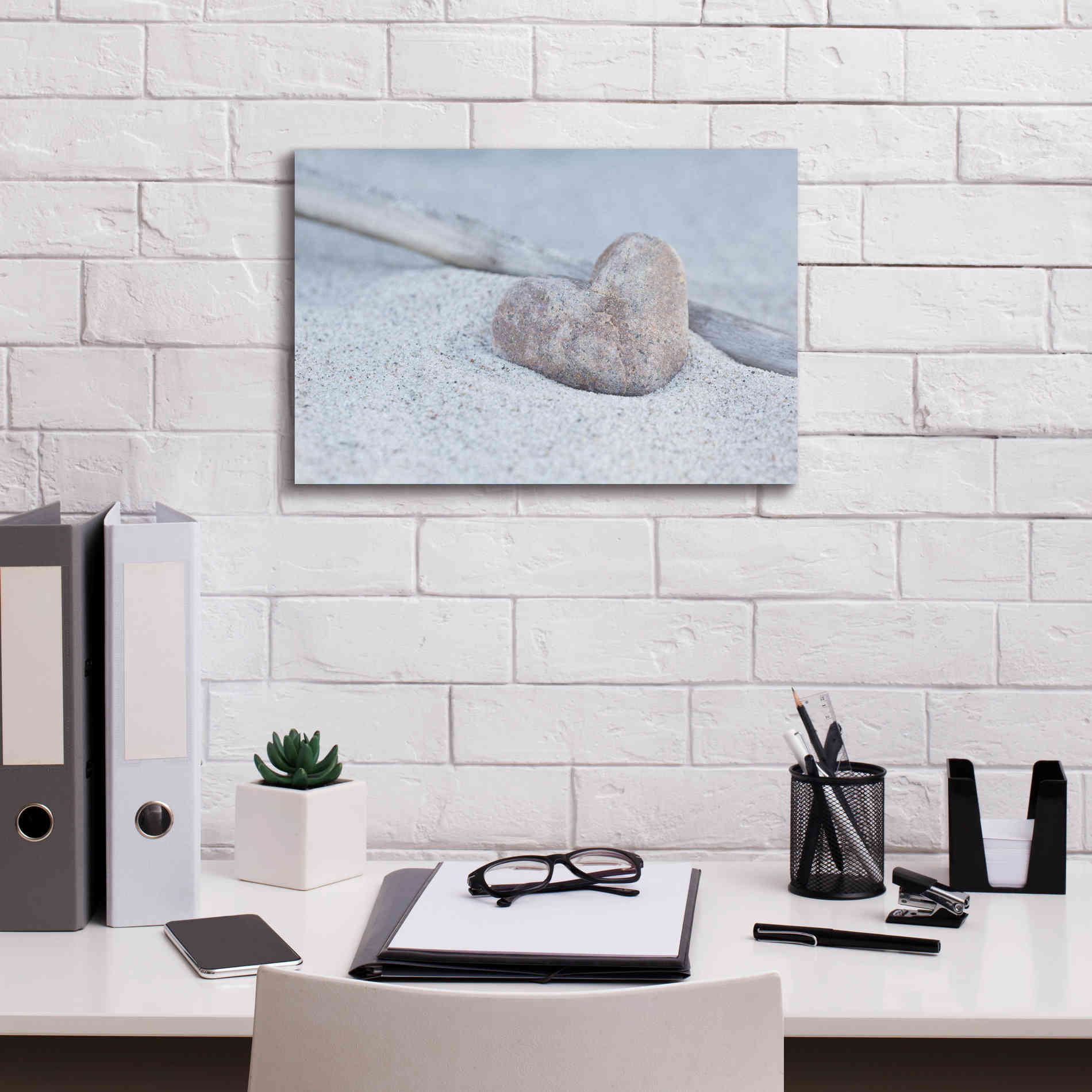 'Stone Heart Beach Still' by Andrea Haase, Giclee Canvas Wall Art,18 x 12