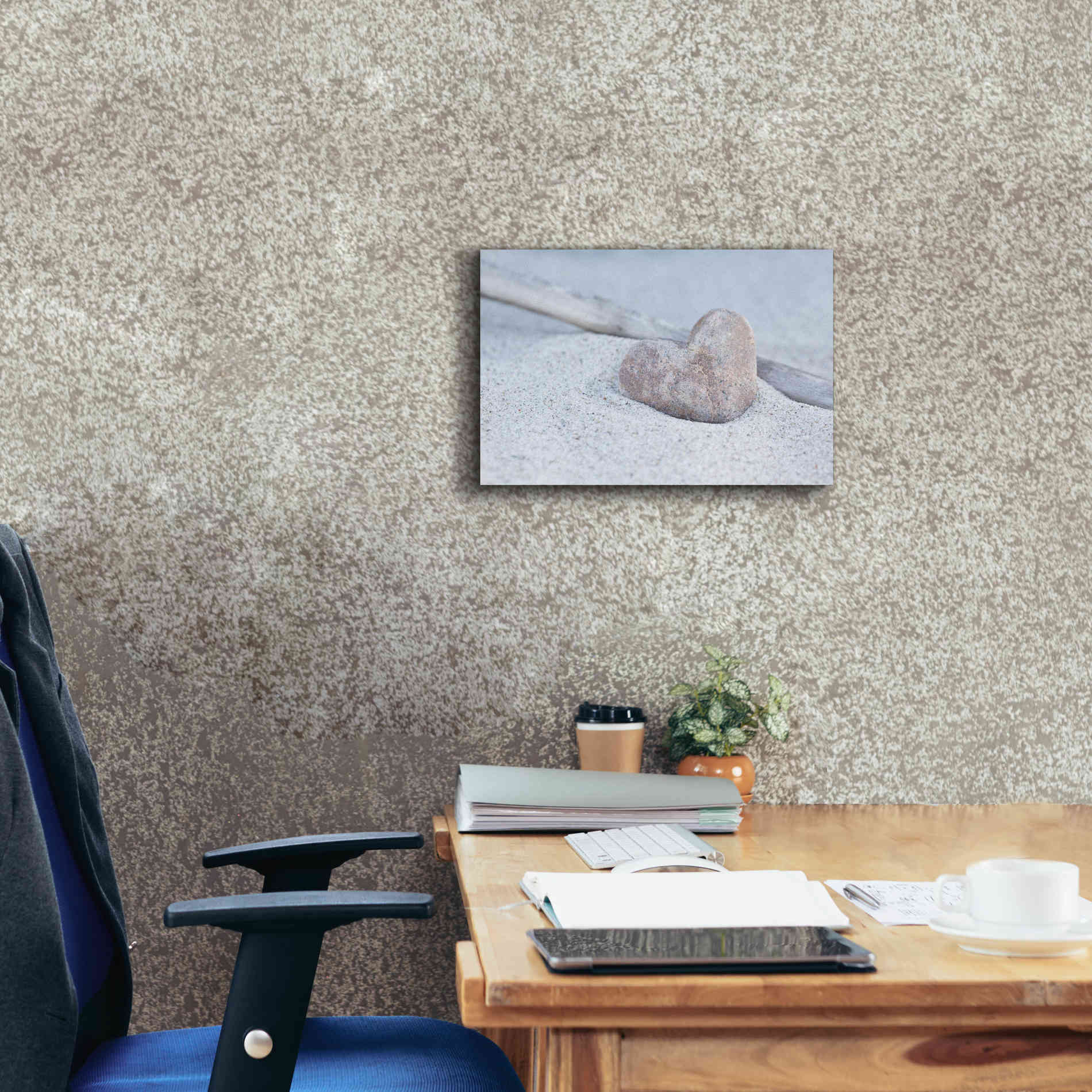 'Stone Heart Beach Still' by Andrea Haase, Giclee Canvas Wall Art,18 x 12