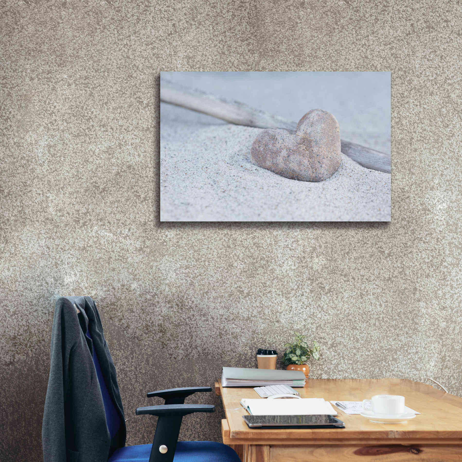 'Stone Heart Beach Still' by Andrea Haase, Giclee Canvas Wall Art,40 x 26