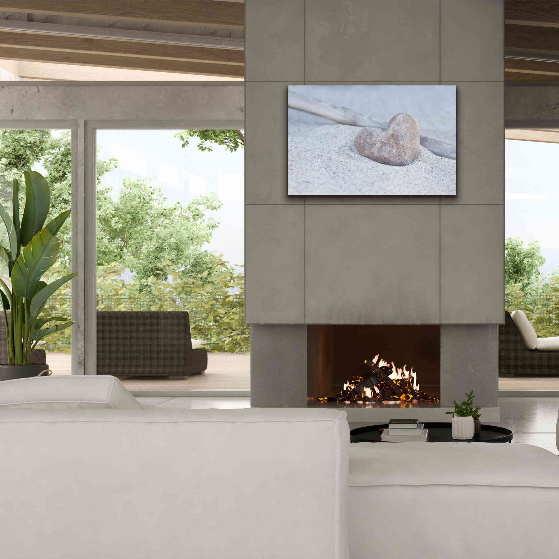 'Stone Heart Beach Still' by Andrea Haase, Giclee Canvas Wall Art,40 x 26