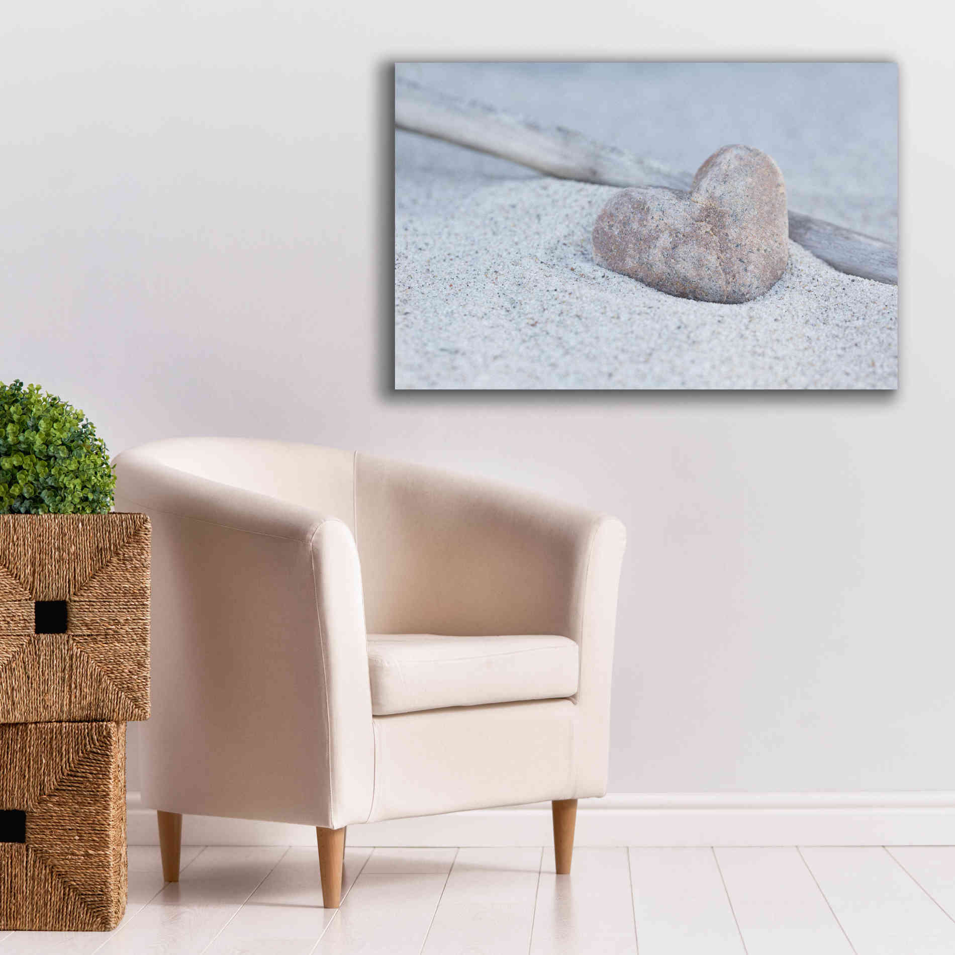 'Stone Heart Beach Still' by Andrea Haase, Giclee Canvas Wall Art,40 x 26