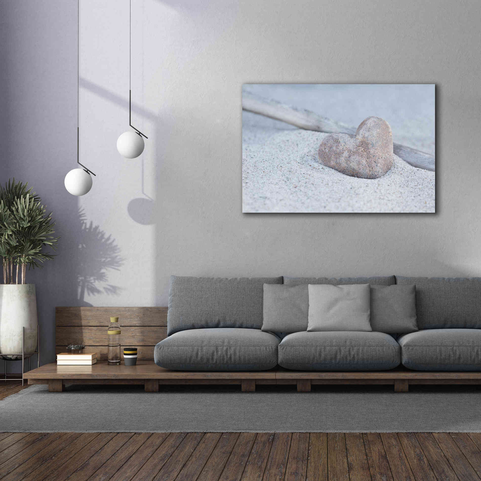 'Stone Heart Beach Still' by Andrea Haase, Giclee Canvas Wall Art,60 x 40
