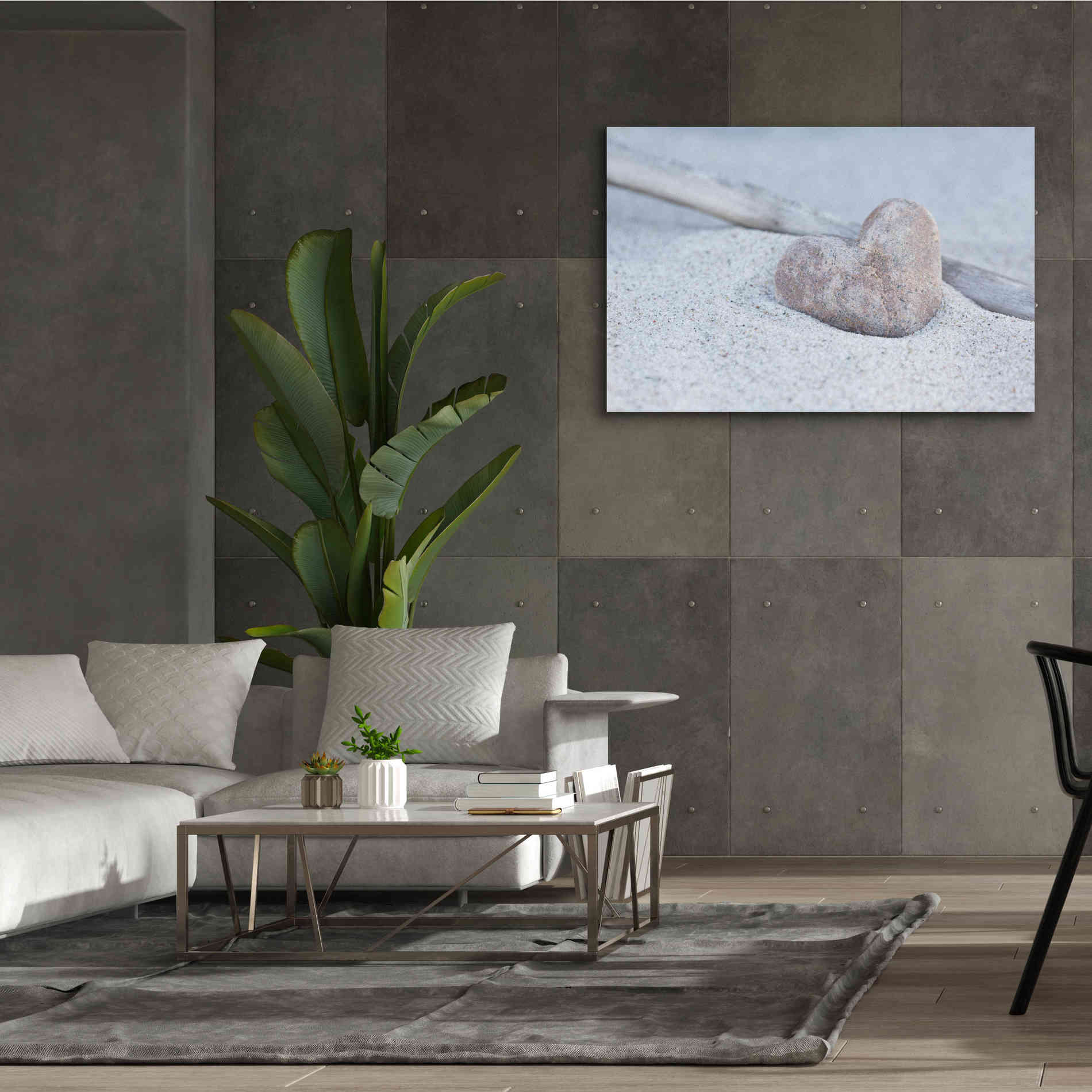 'Stone Heart Beach Still' by Andrea Haase, Giclee Canvas Wall Art,60 x 40