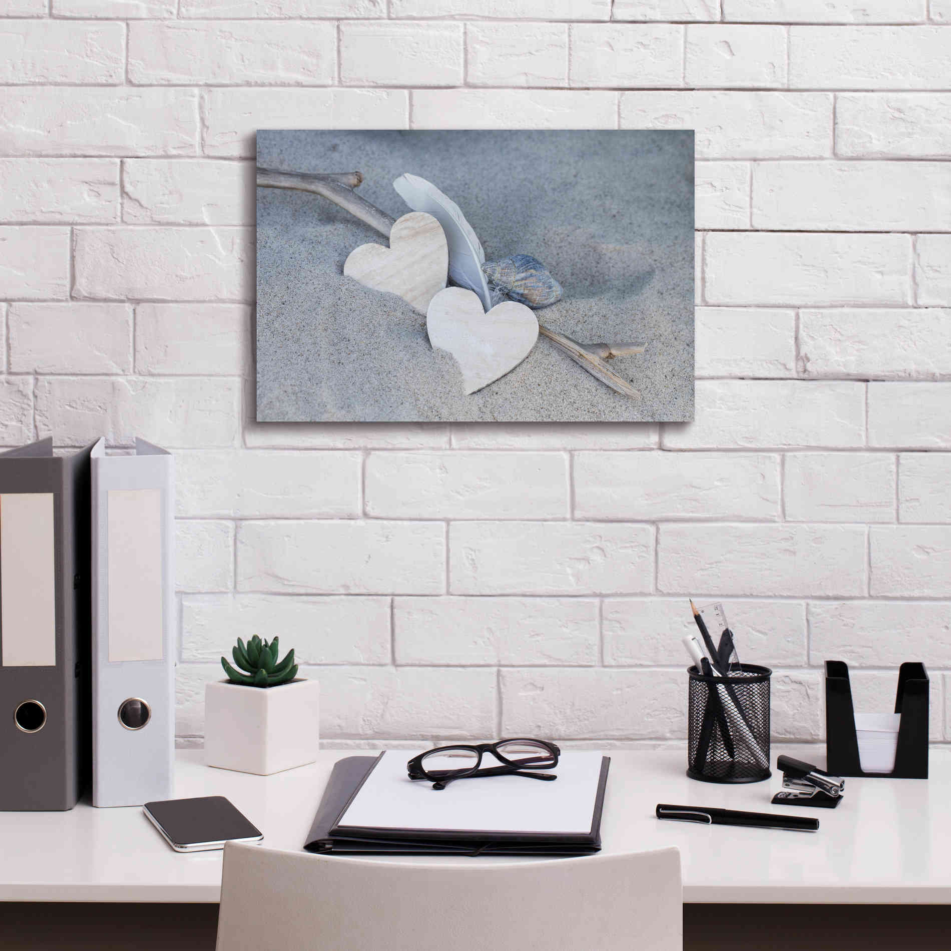 'Heart And Feather Beach Still' by Andrea Haase, Giclee Canvas Wall Art,18 x 12