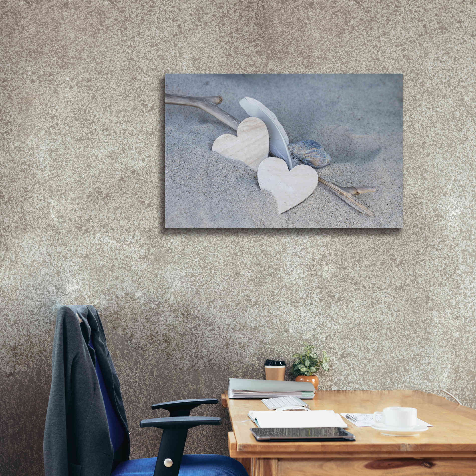 'Heart And Feather Beach Still' by Andrea Haase, Giclee Canvas Wall Art,40 x 26