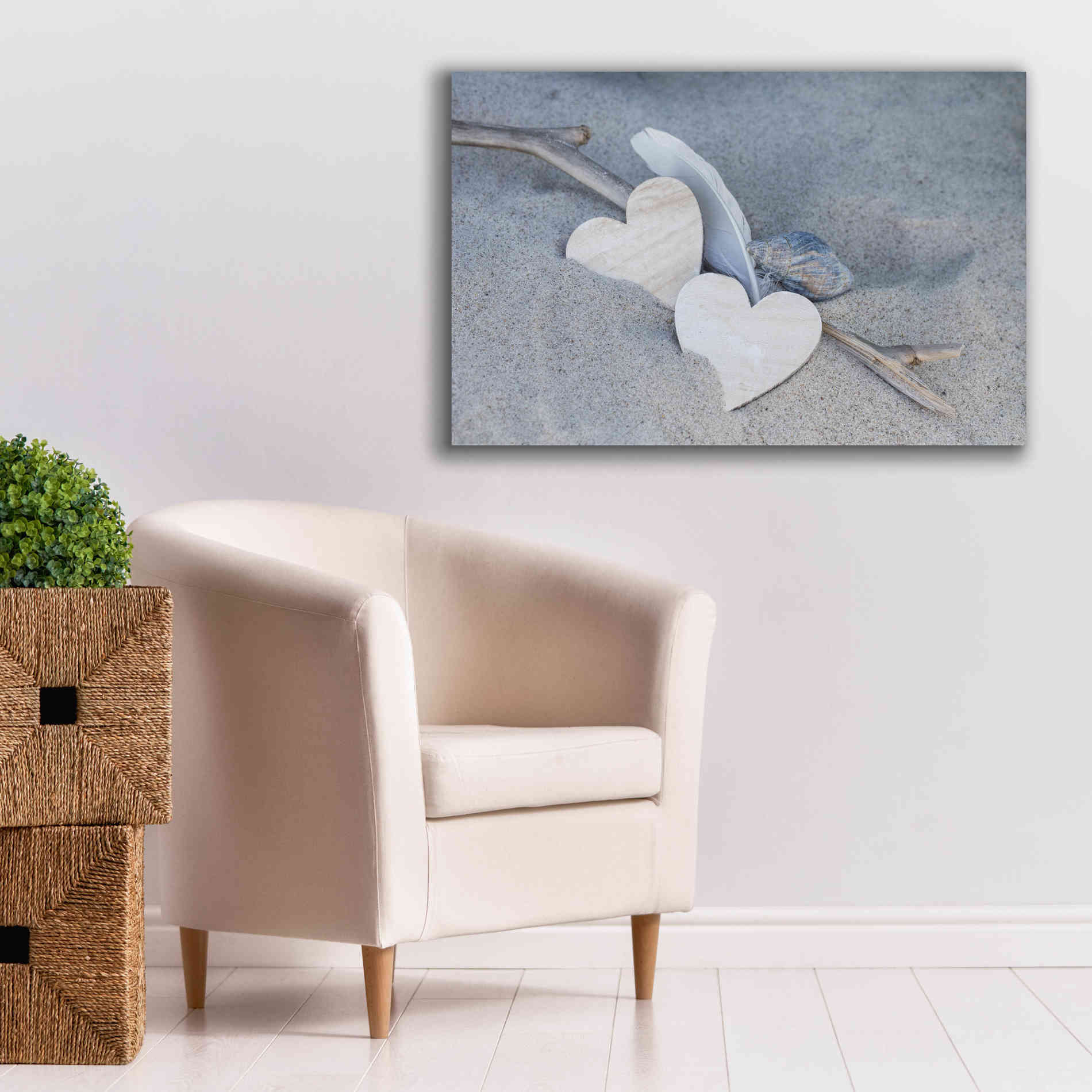 'Heart And Feather Beach Still' by Andrea Haase, Giclee Canvas Wall Art,40 x 26
