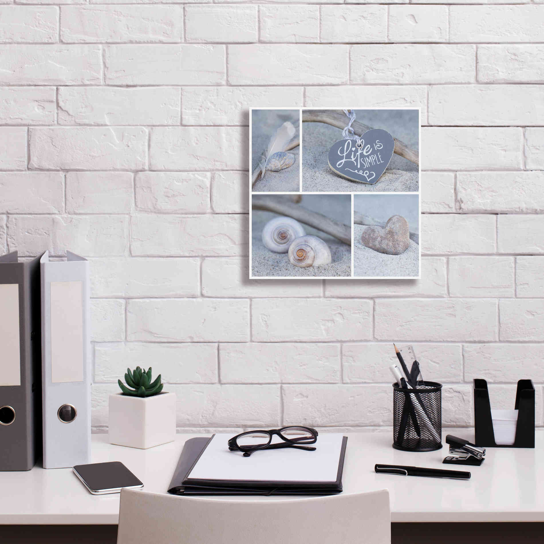 'Summer Beach Still Life Collage' by Andrea Haase, Giclee Canvas Wall Art,12 x 12