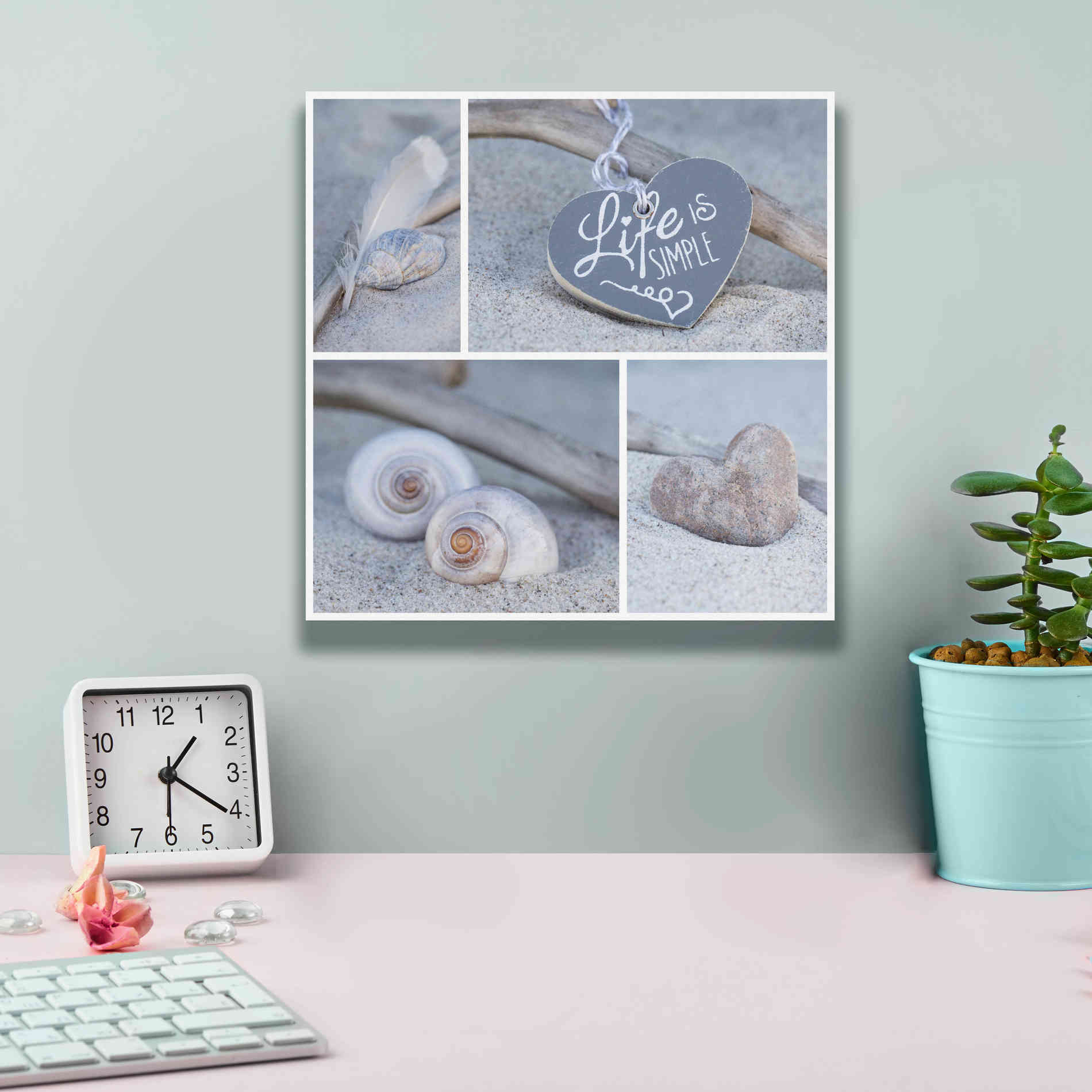 'Summer Beach Still Life Collage' by Andrea Haase, Giclee Canvas Wall Art,12 x 12