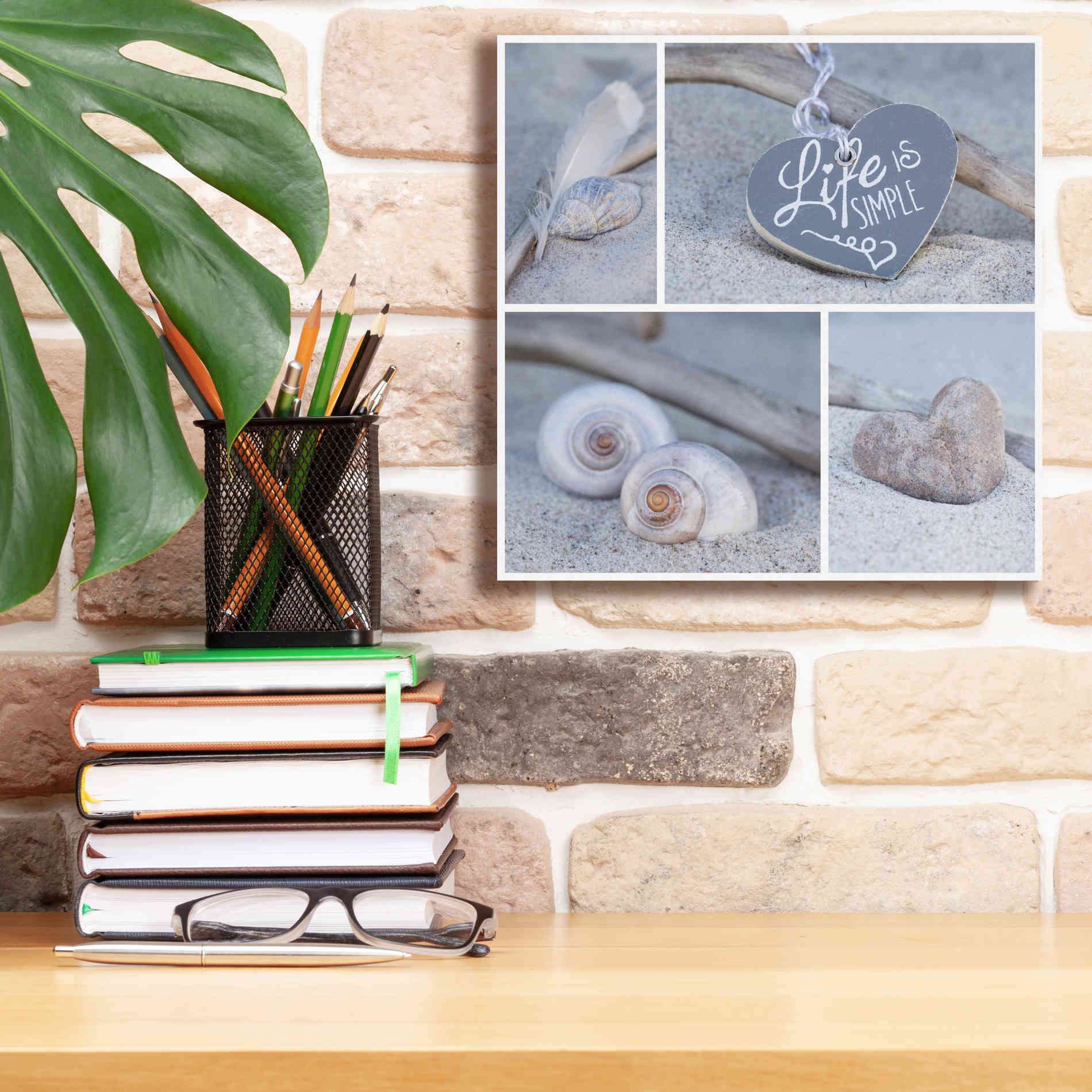 'Summer Beach Still Life Collage' by Andrea Haase, Giclee Canvas Wall Art,12 x 12