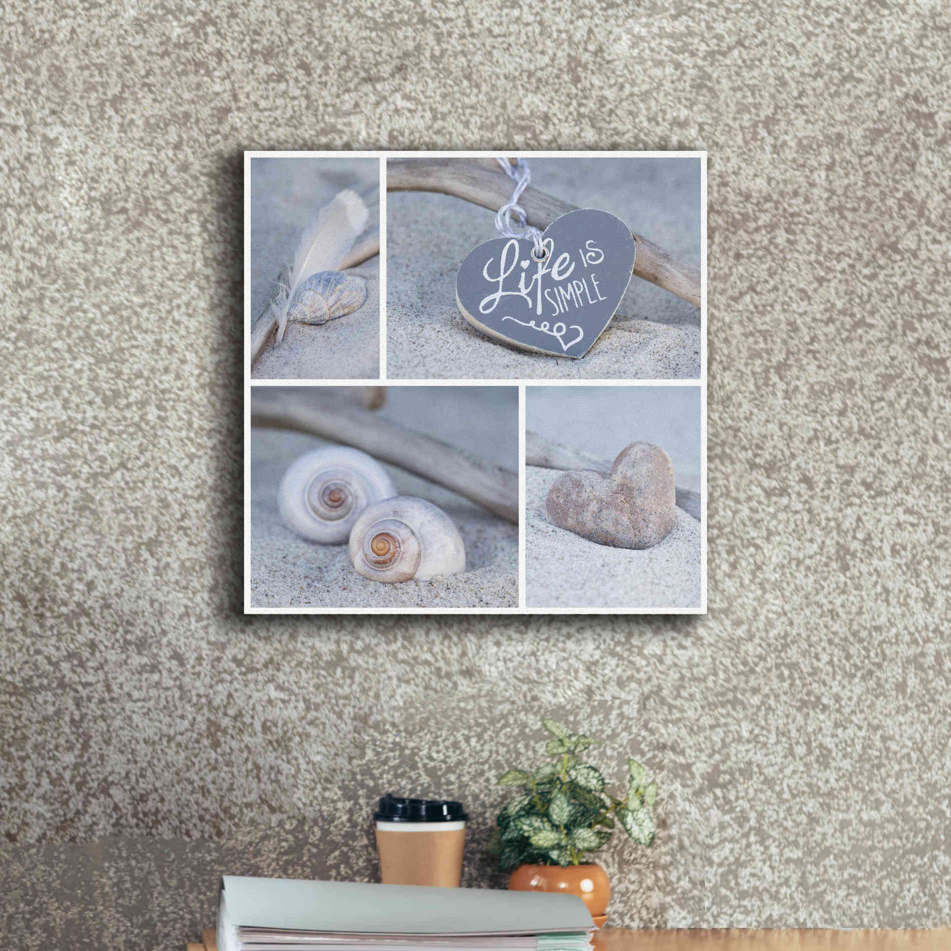 'Summer Beach Still Life Collage' by Andrea Haase, Giclee Canvas Wall Art,18 x 18