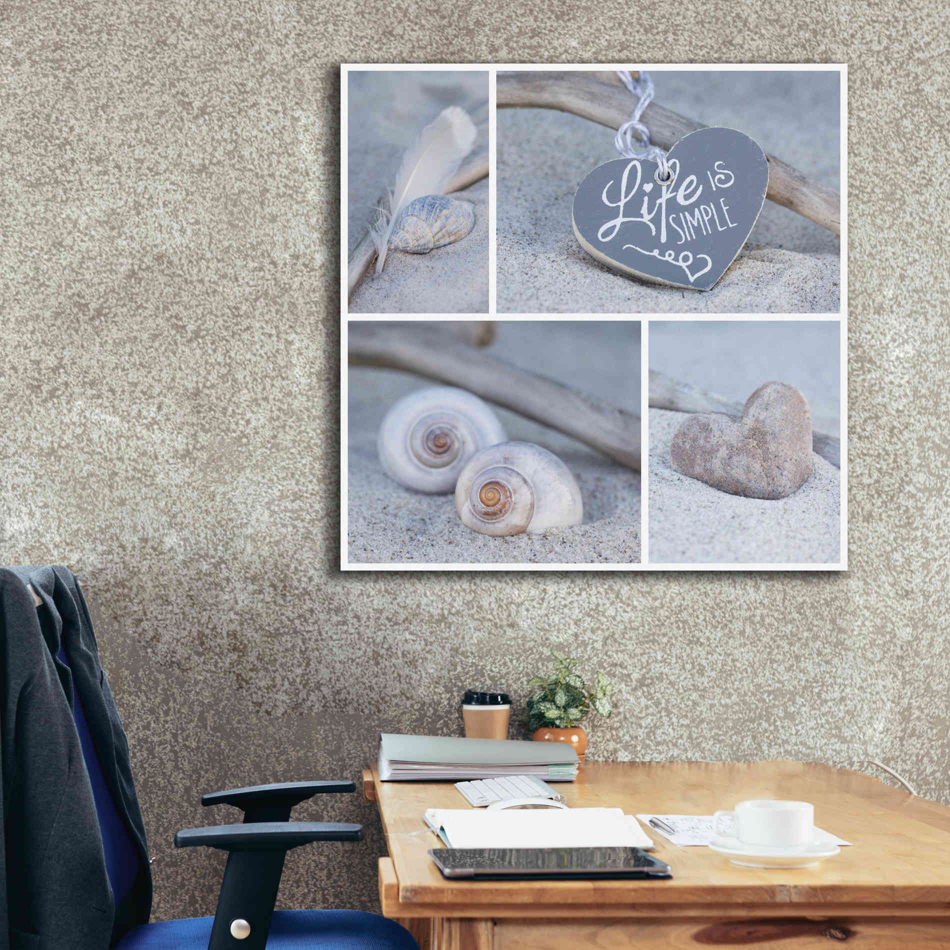 'Summer Beach Still Life Collage' by Andrea Haase, Giclee Canvas Wall Art,37 x 37