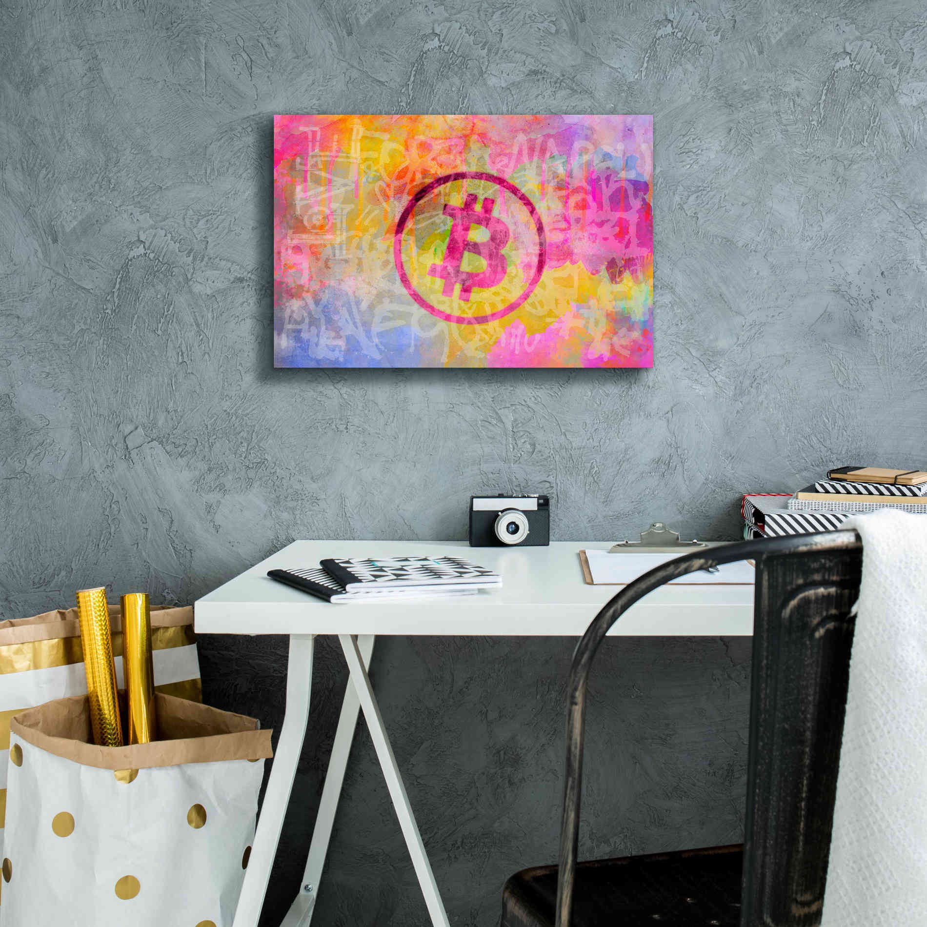 'Street Art Bitcoin' by Andrea Haase, Giclee Canvas Wall Art,18 x 12