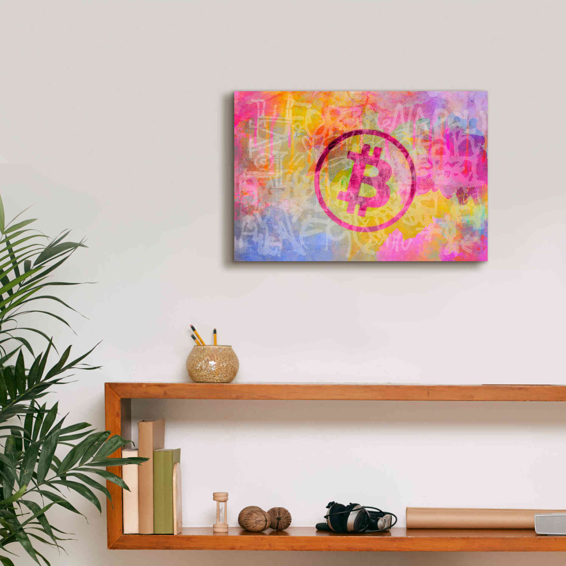 'Street Art Bitcoin' by Andrea Haase, Giclee Canvas Wall Art,18 x 12