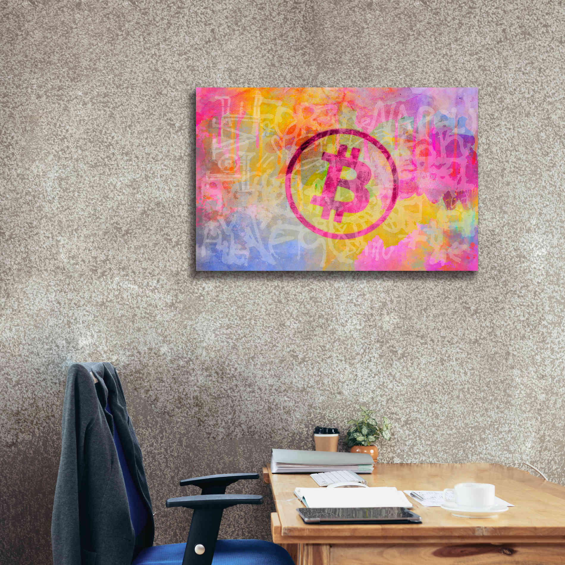 'Street Art Bitcoin' by Andrea Haase, Giclee Canvas Wall Art,40 x 26