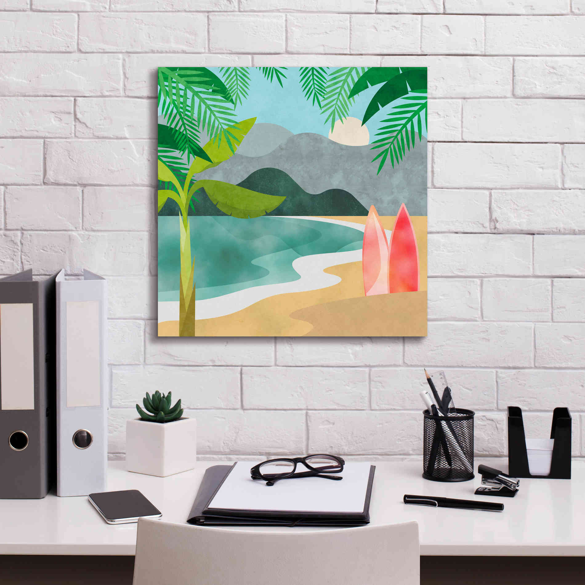 'Secret Surf Spot' by Andrea Haase, Giclee Canvas Wall Art,18 x 18