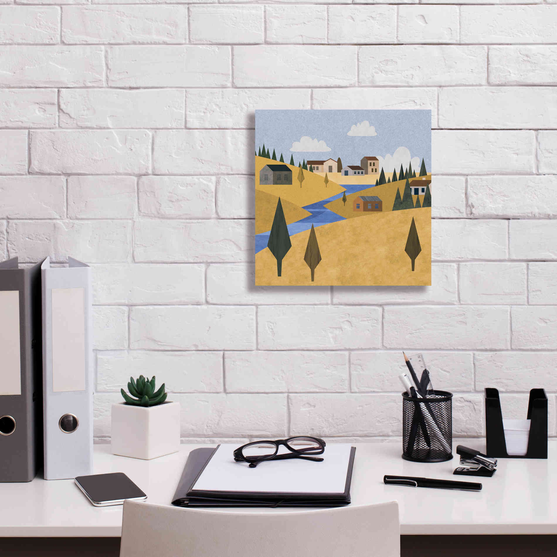 'River Valley Village' by Andrea Haase, Giclee Canvas Wall Art,12 x 12