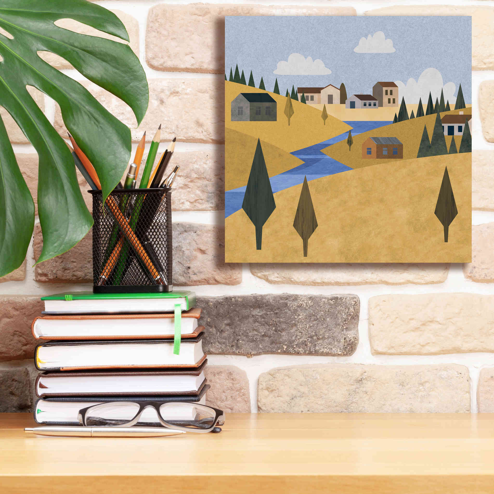 'River Valley Village' by Andrea Haase, Giclee Canvas Wall Art,12 x 12