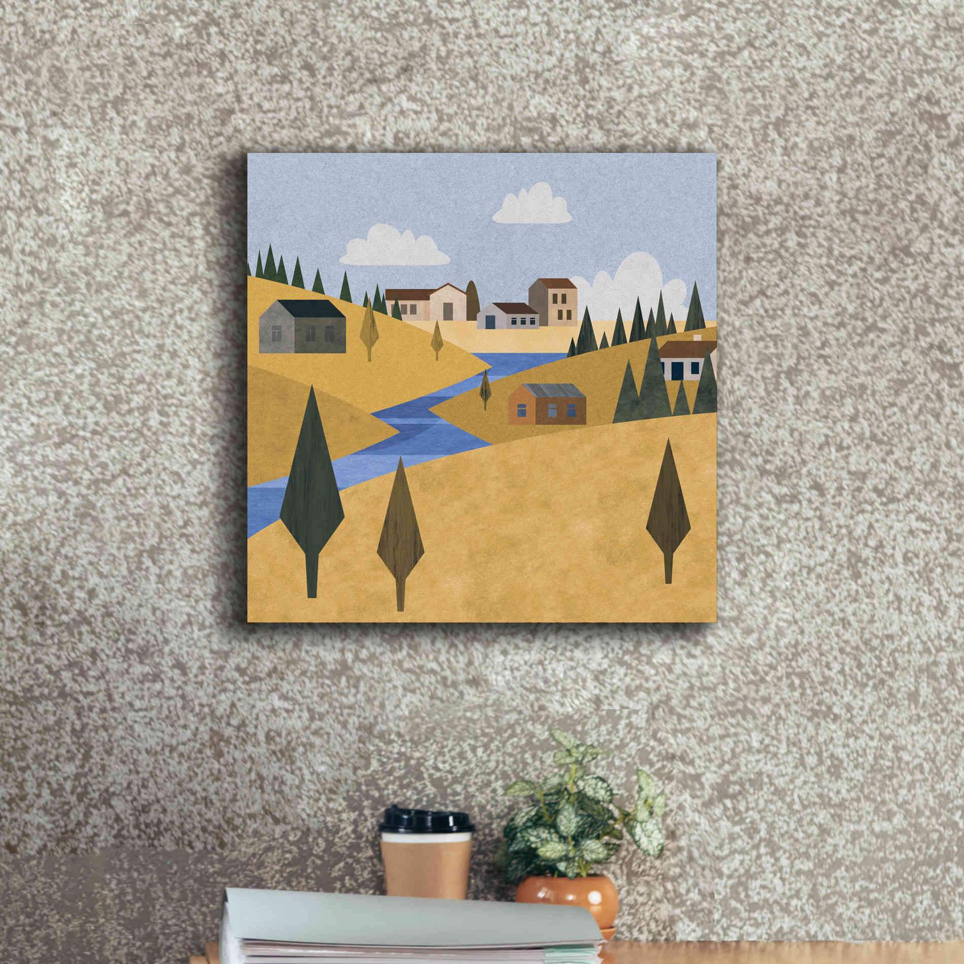 'River Valley Village' by Andrea Haase, Giclee Canvas Wall Art,18 x 18