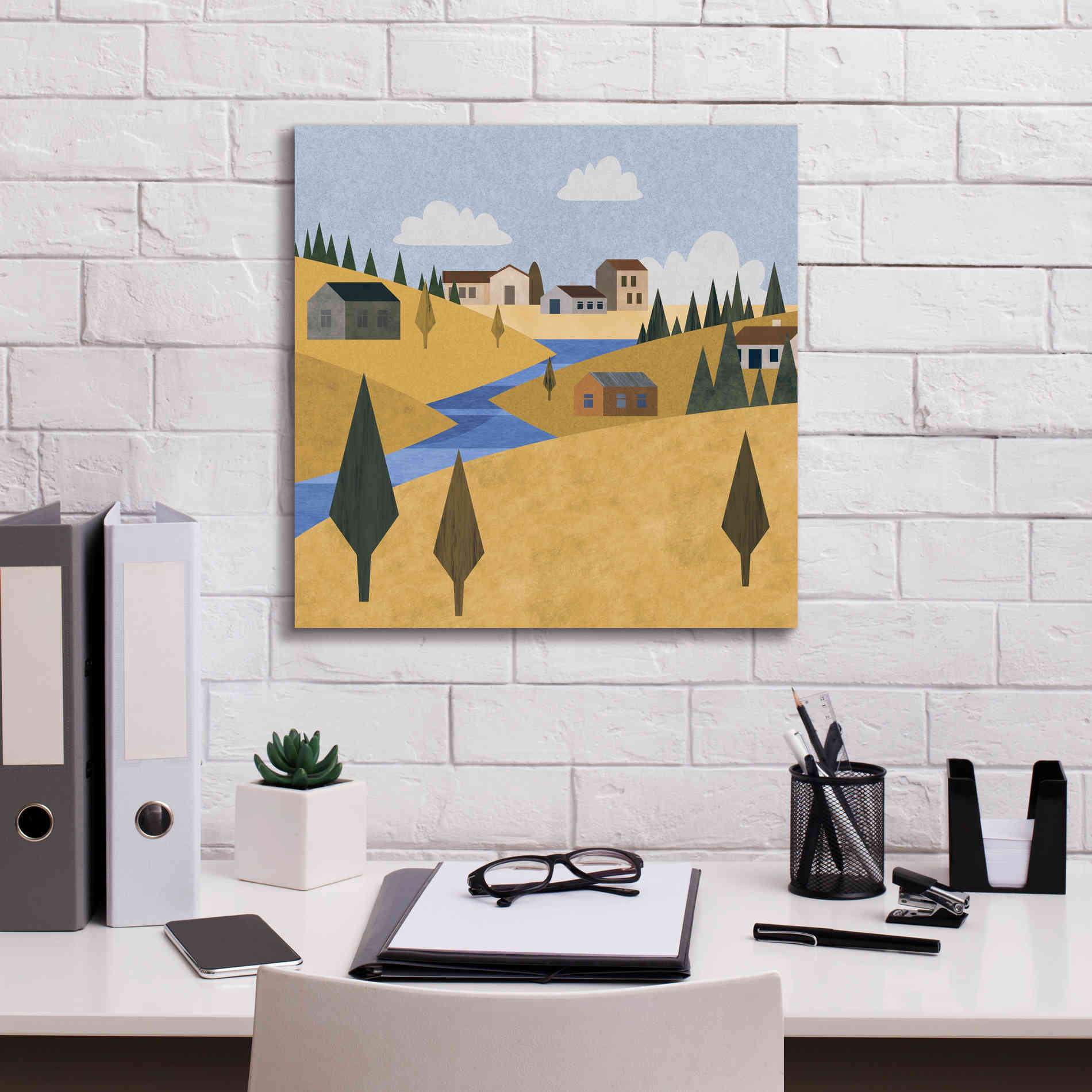 'River Valley Village' by Andrea Haase, Giclee Canvas Wall Art,18 x 18