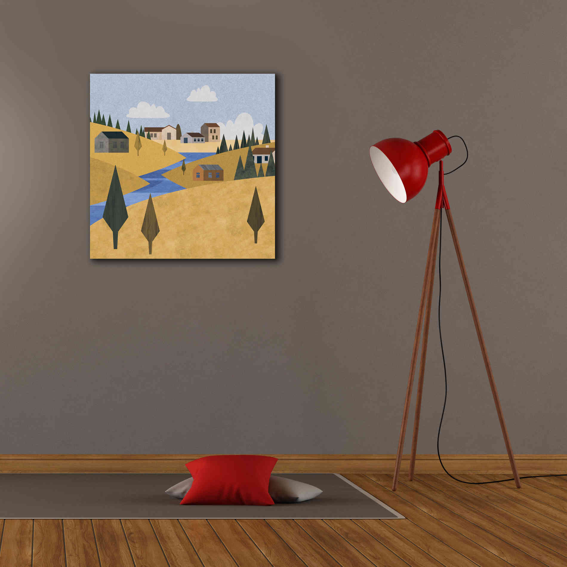 'River Valley Village' by Andrea Haase, Giclee Canvas Wall Art,26 x 26