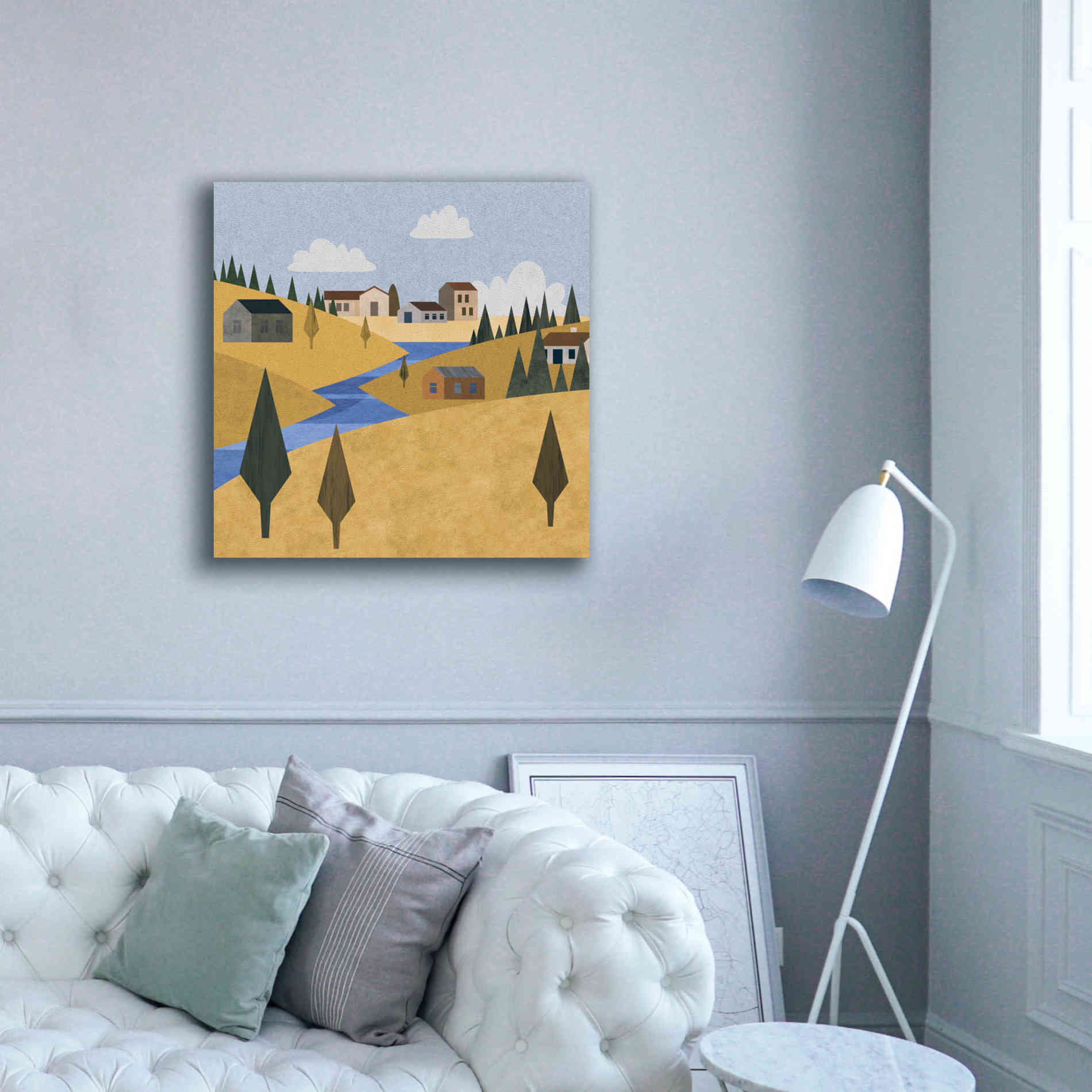 'River Valley Village' by Andrea Haase, Giclee Canvas Wall Art,37 x 37