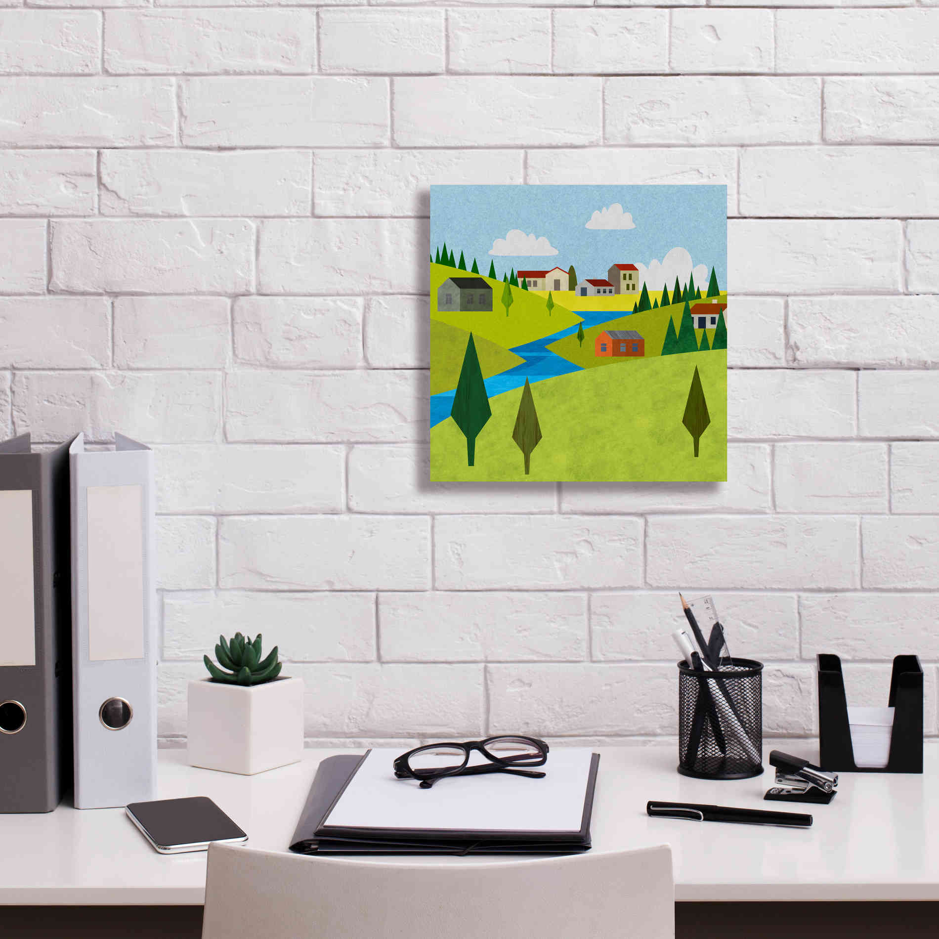 'River Valley Village II' by Andrea Haase, Giclee Canvas Wall Art,12 x 12