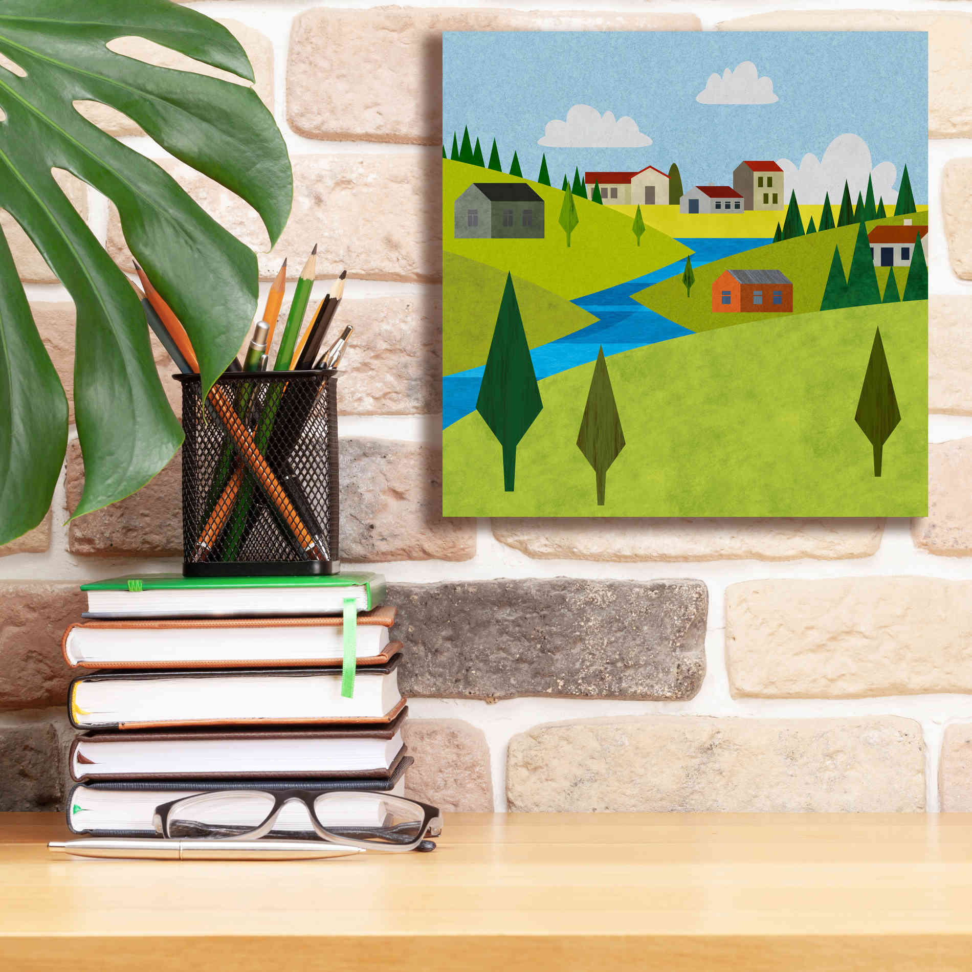 'River Valley Village II' by Andrea Haase, Giclee Canvas Wall Art,12 x 12