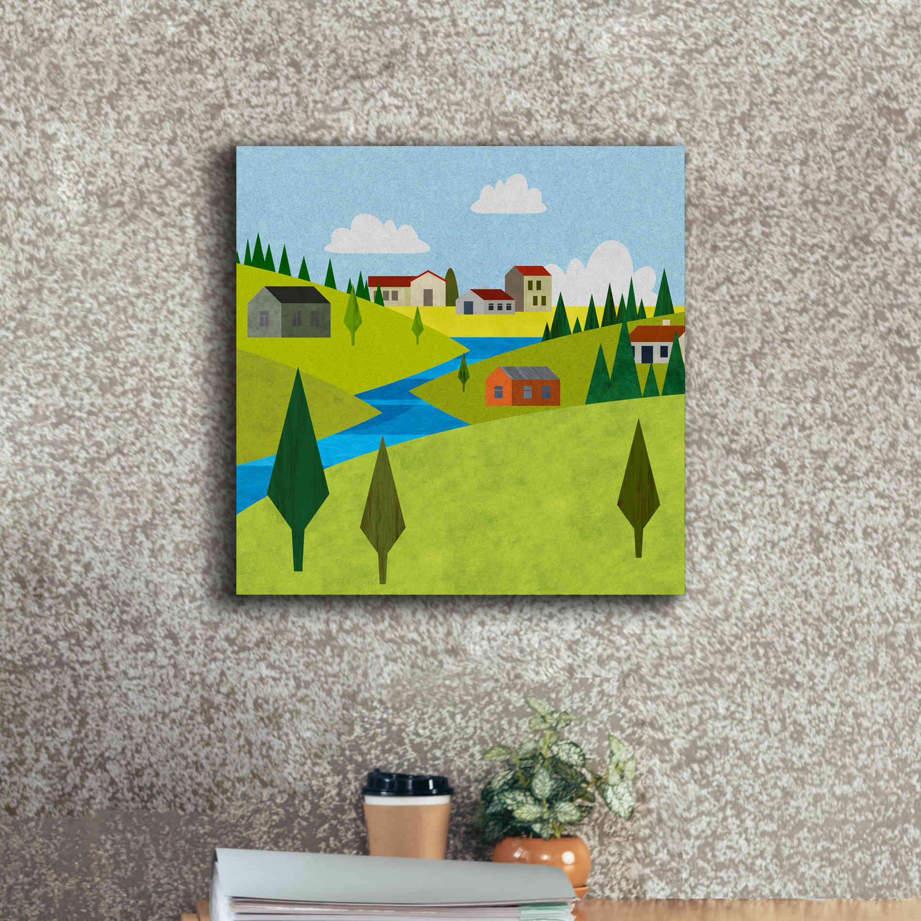 'River Valley Village II' by Andrea Haase, Giclee Canvas Wall Art,18 x 18